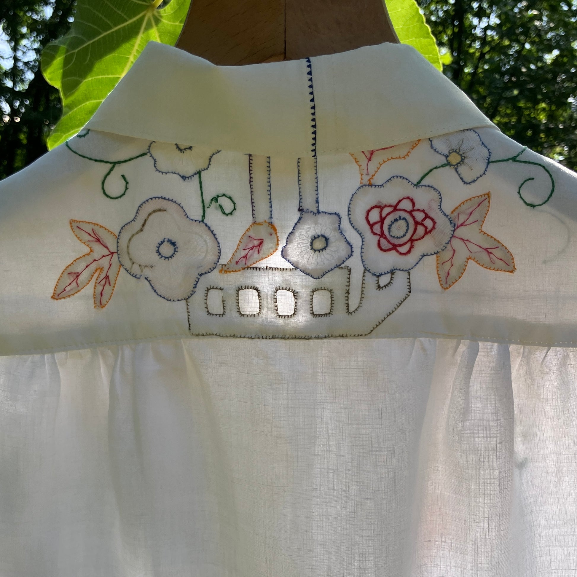 Blouse made from a vintage 1930s appliqué tablecloth
