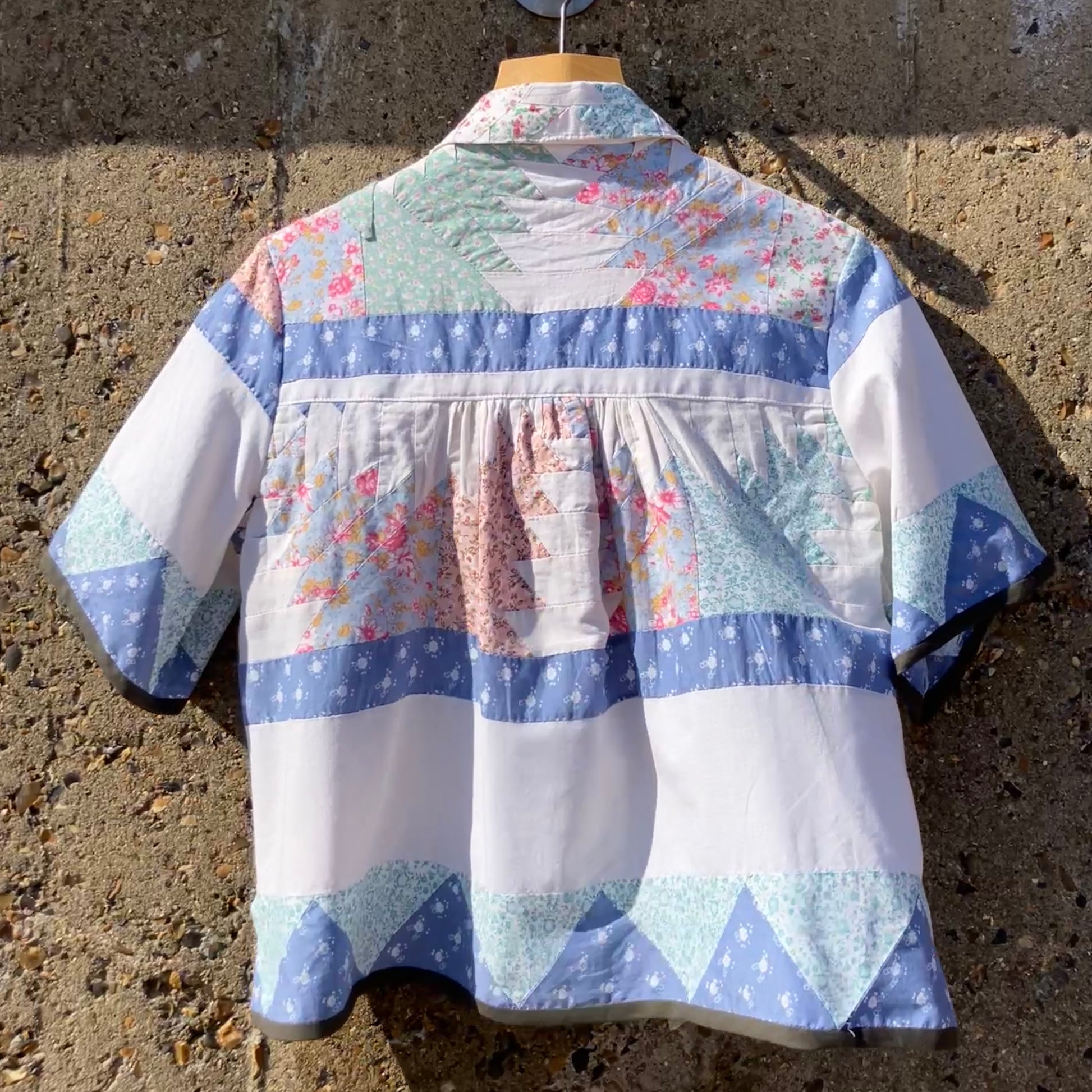 70s recycled patchwork cottagecore shirt