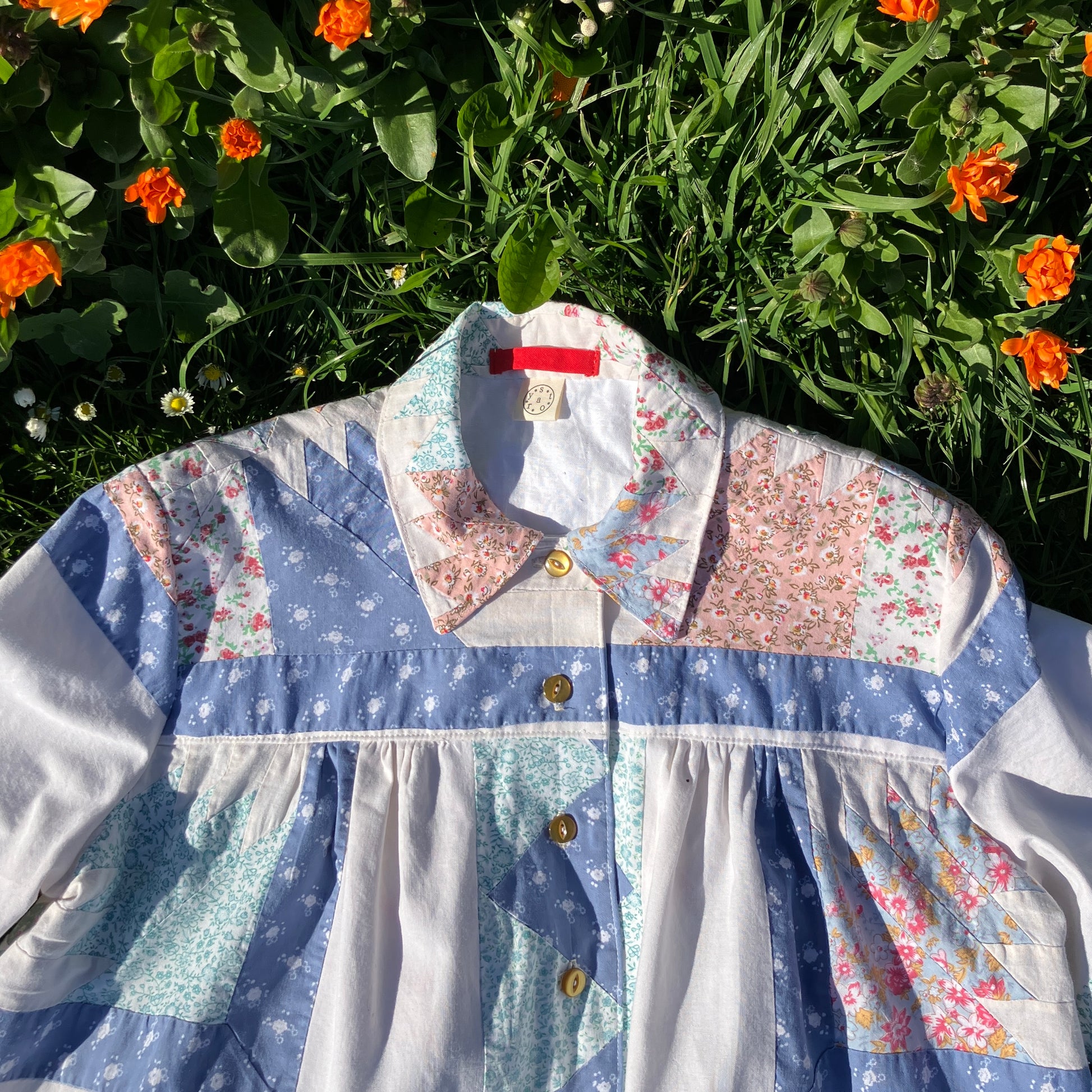70s recycled patchwork cottagecore shirt