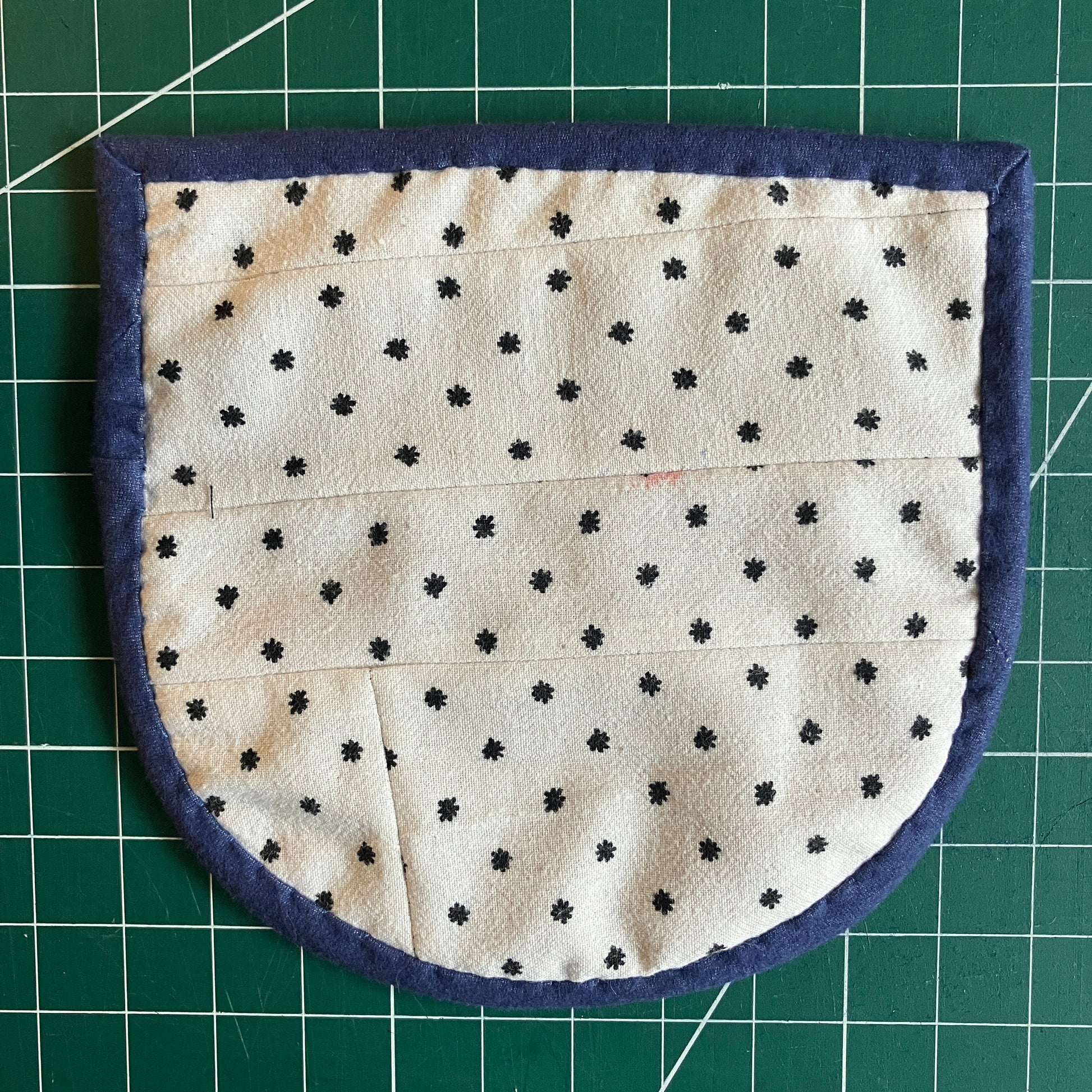 Vest/gilet/waistcoat made from a reclaimed blue checkerboard weave Irish wool Gaiety blanket (close-up of pocket lining)