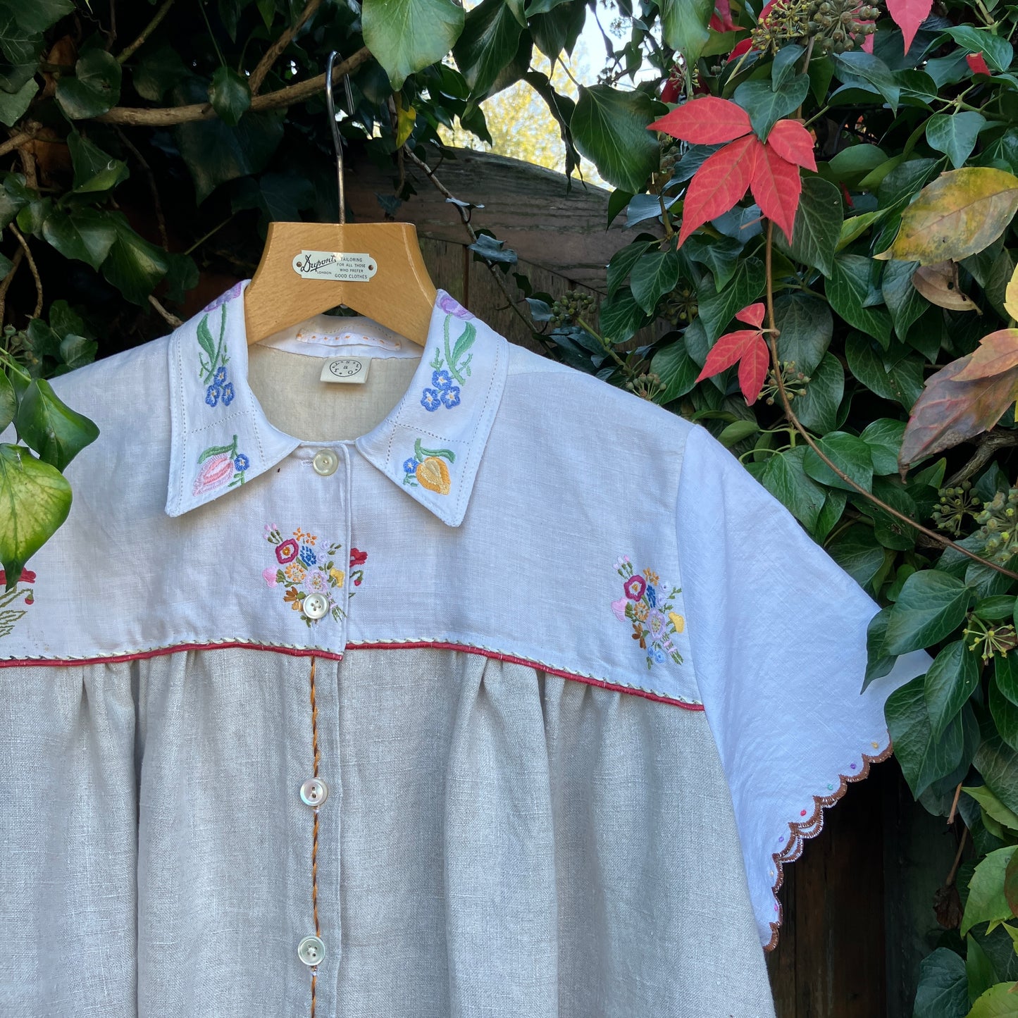 Recycled hand embroidered linen shirt