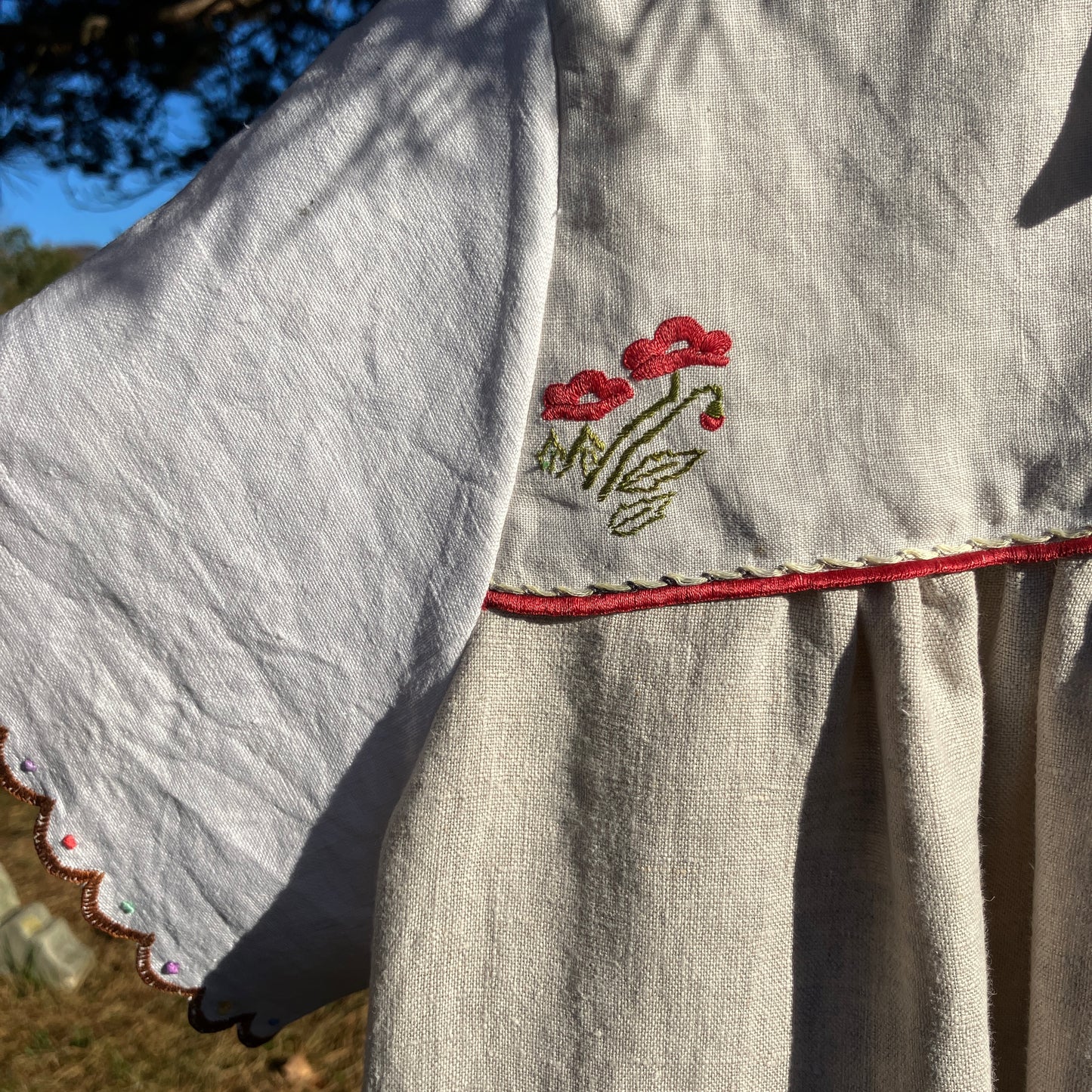 Recycled hand embroidered linen shirt