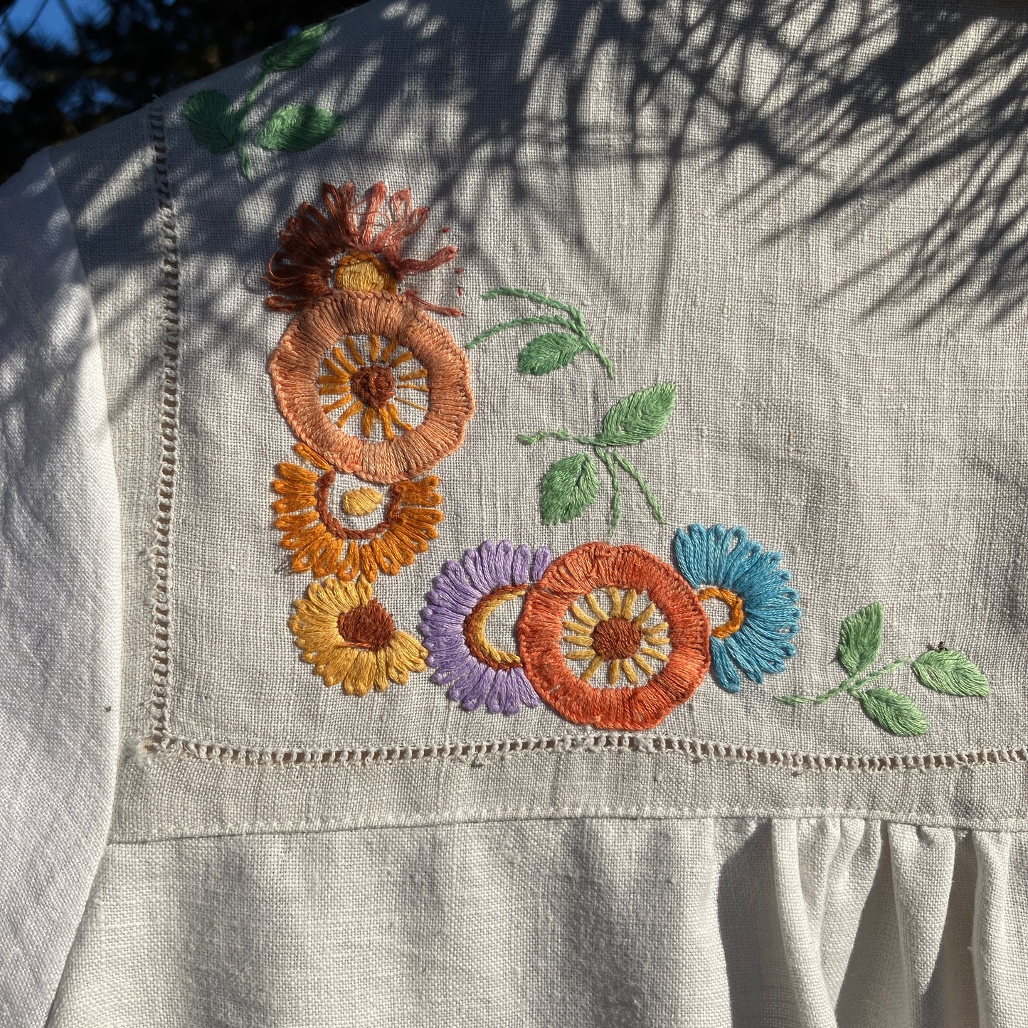 Recycled hand embroidered linen shirt