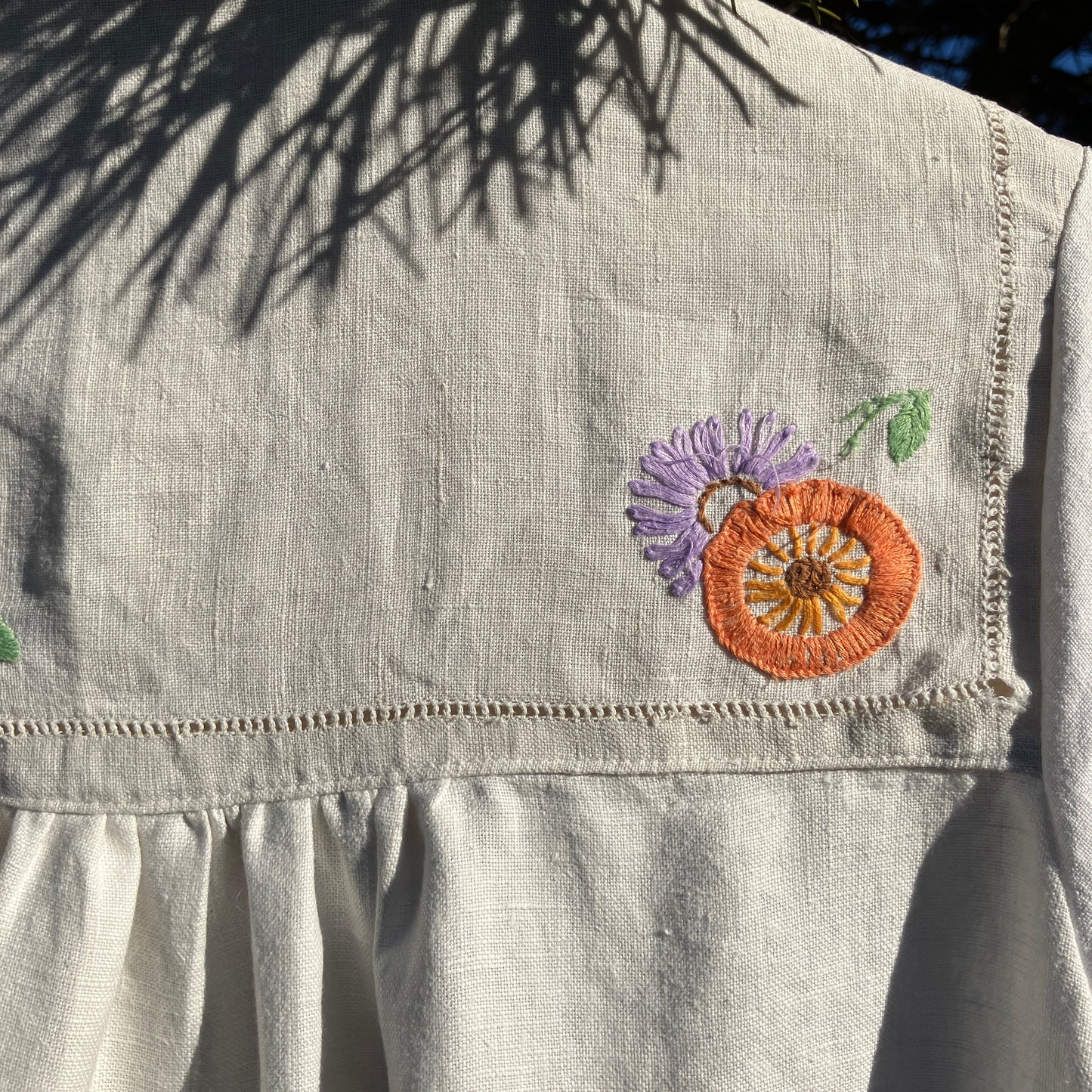 Recycled hand embroidered linen shirt
