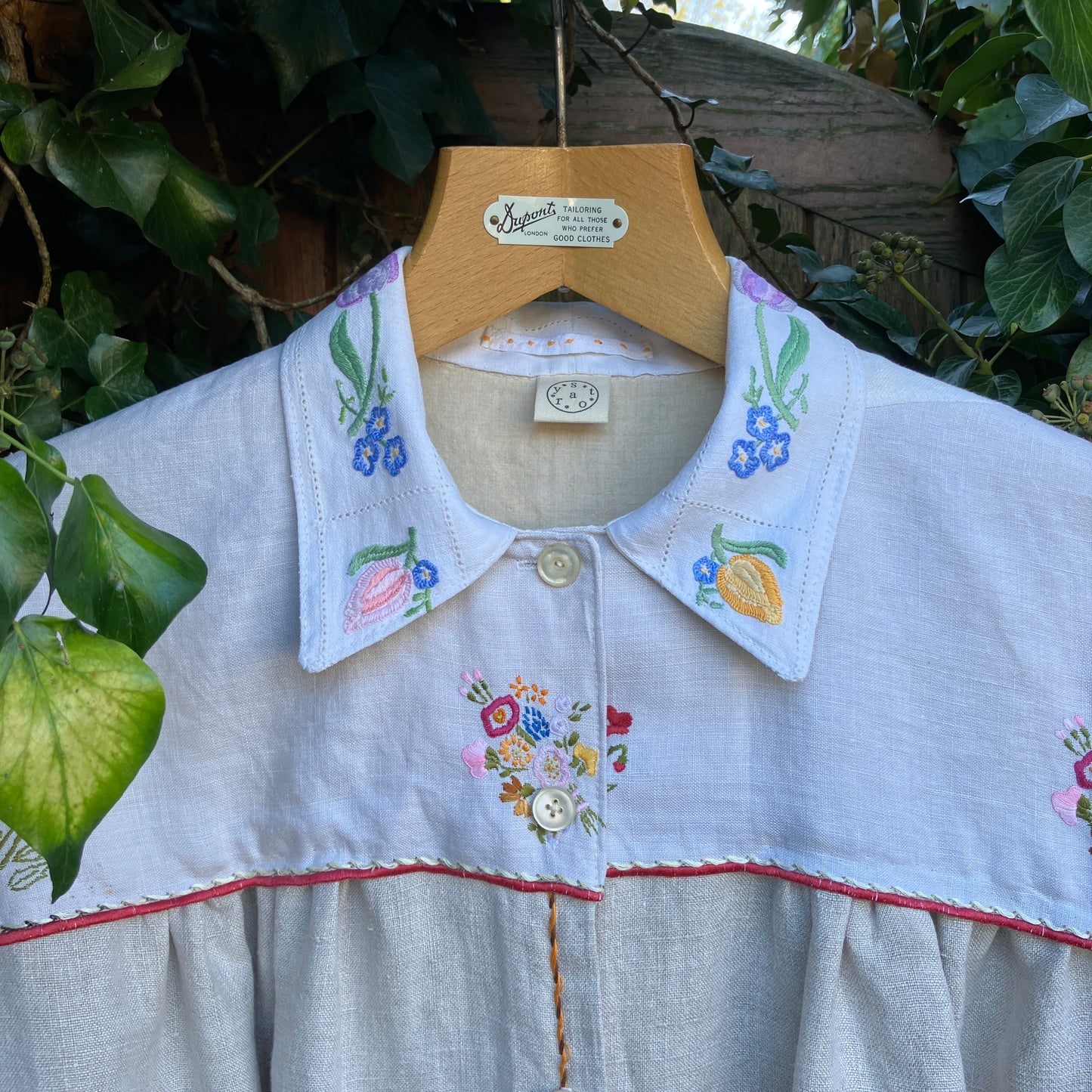 Recycled hand embroidered linen shirt