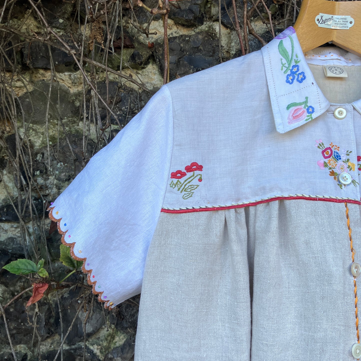 Recycled hand embroidered linen shirt