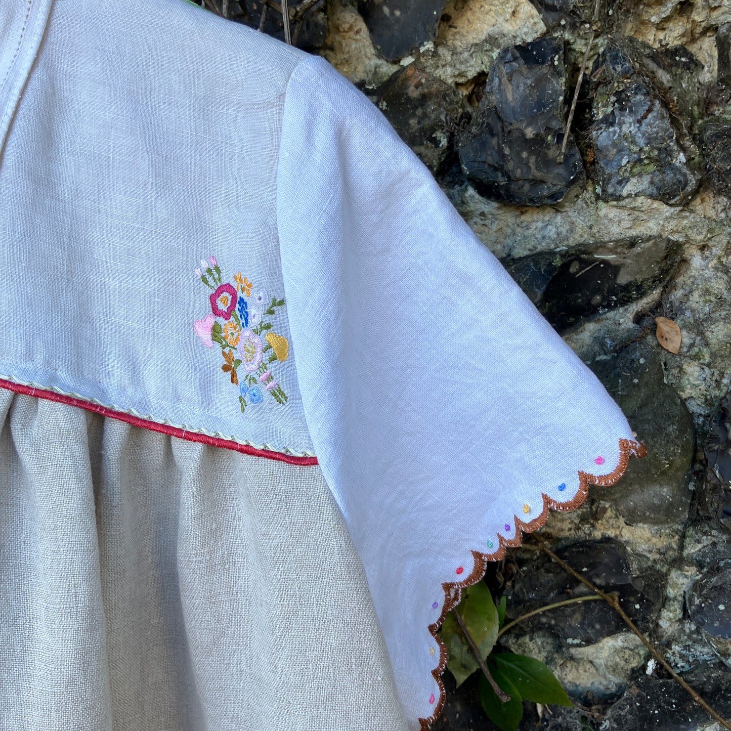 Recycled hand embroidered linen shirt