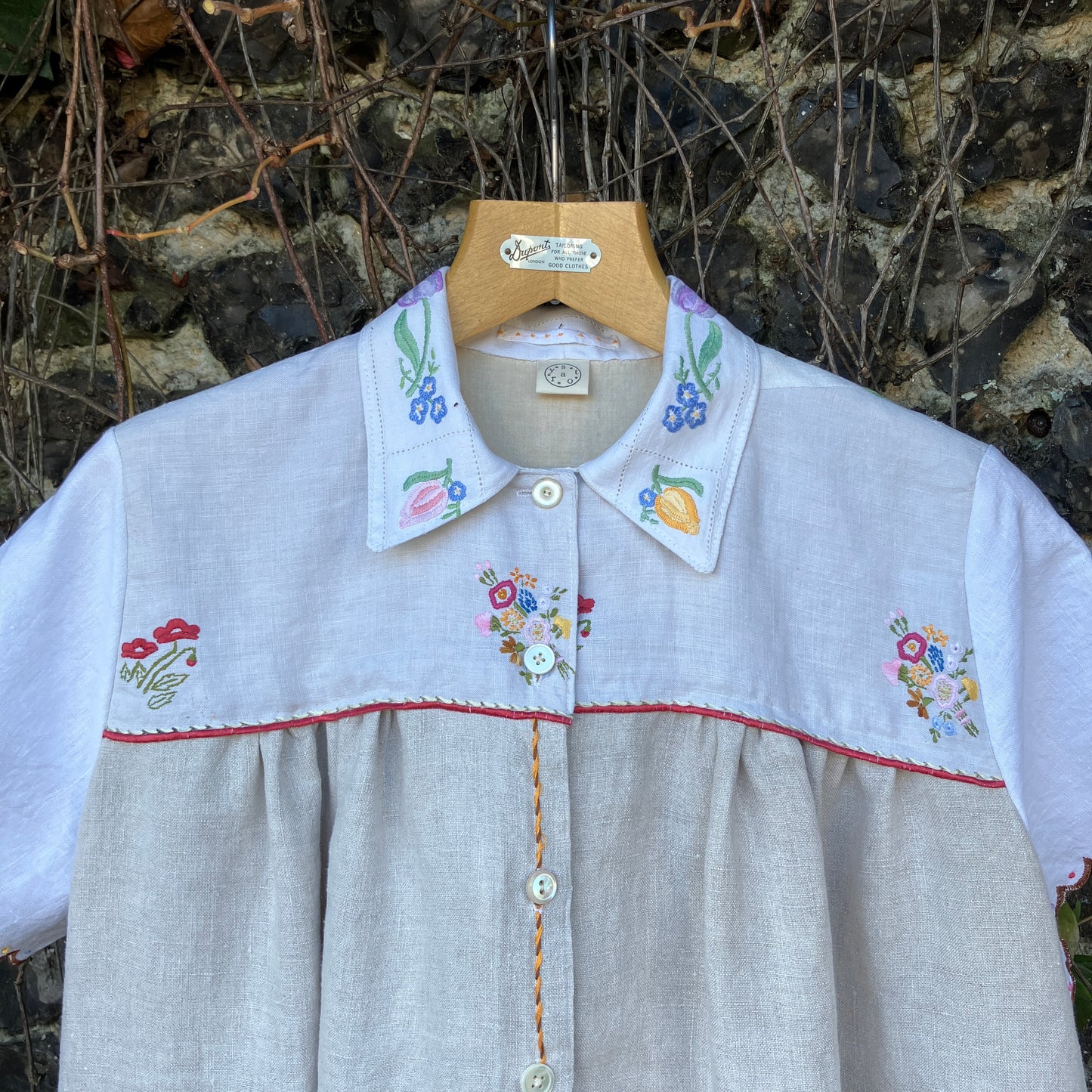 Recycled hand embroidered linen shirt