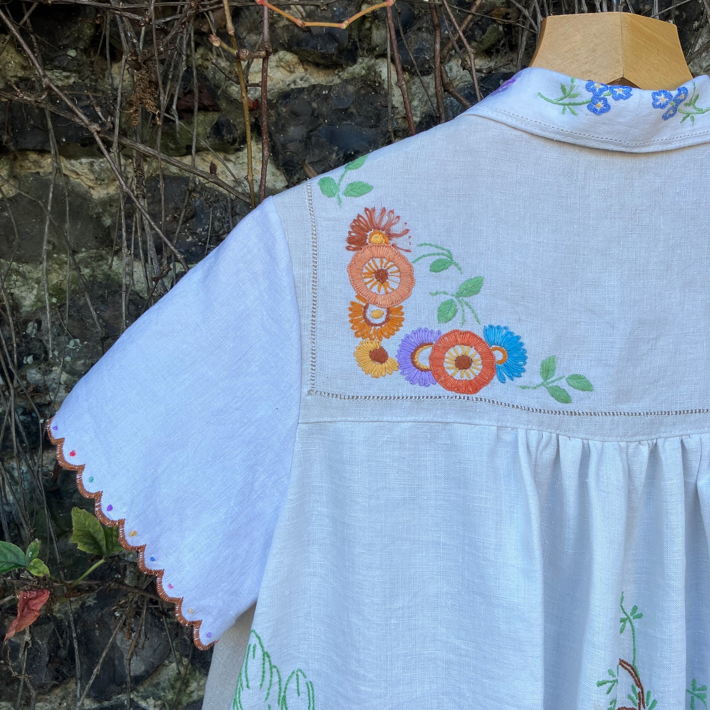 Recycled hand embroidered linen shirt