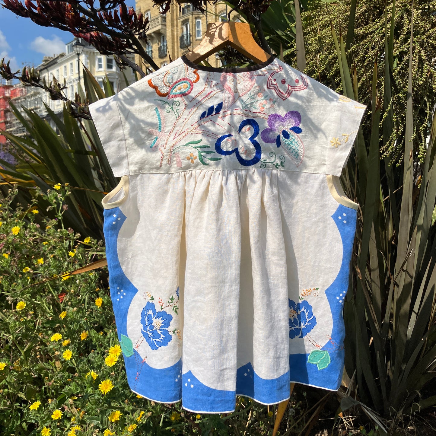 cap-sleeve top made from vintage reclaimed tablecloths and tray cloths