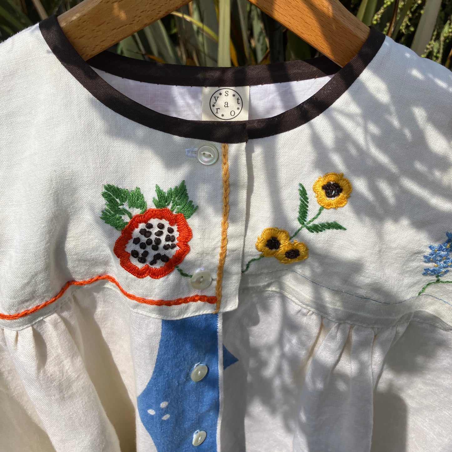 cap-sleeve top made from vintage reclaimed tablecloths and tray cloths