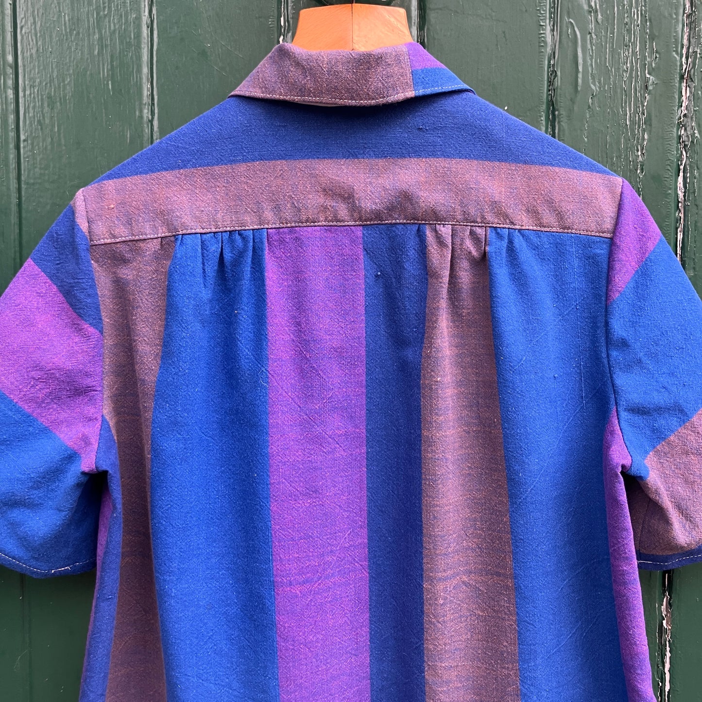 Striped recycled tablecloth shirt