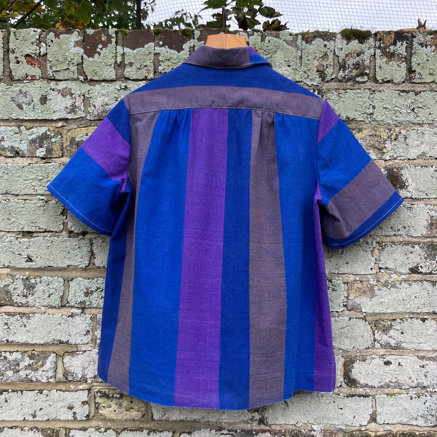 Striped recycled tablecloth shirt