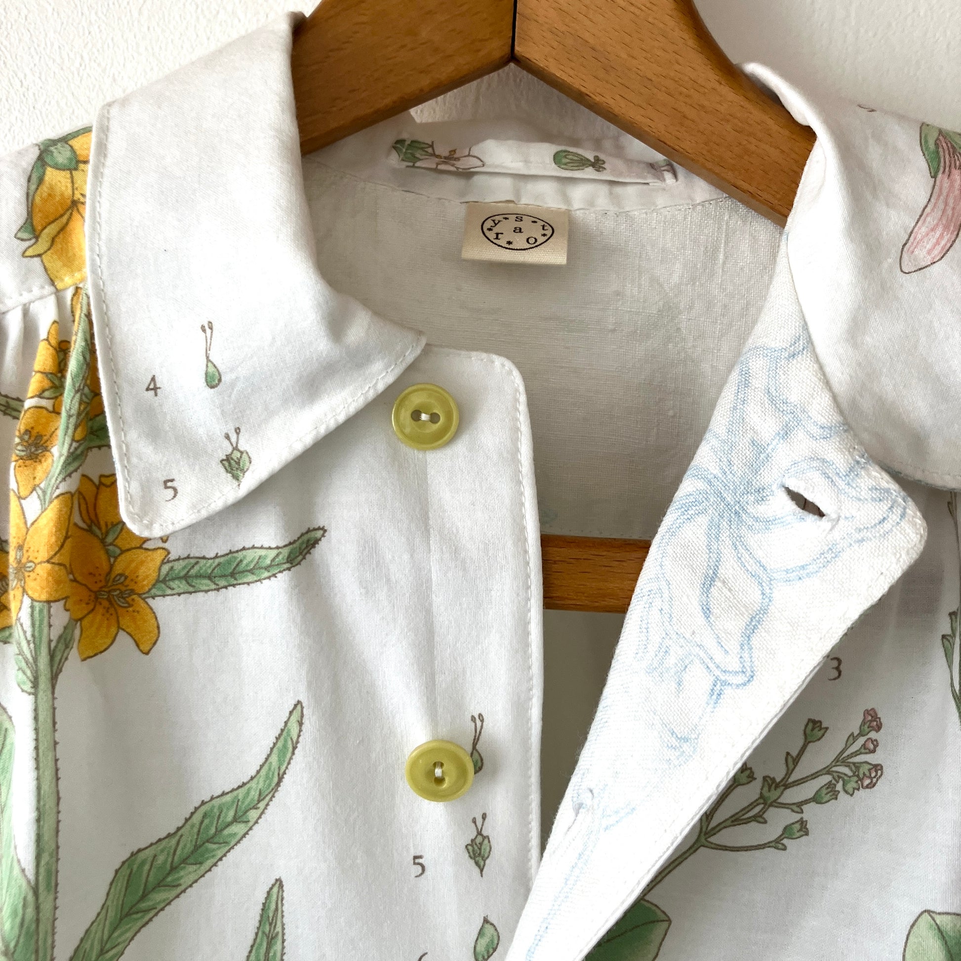 botanical print upcycled shirt