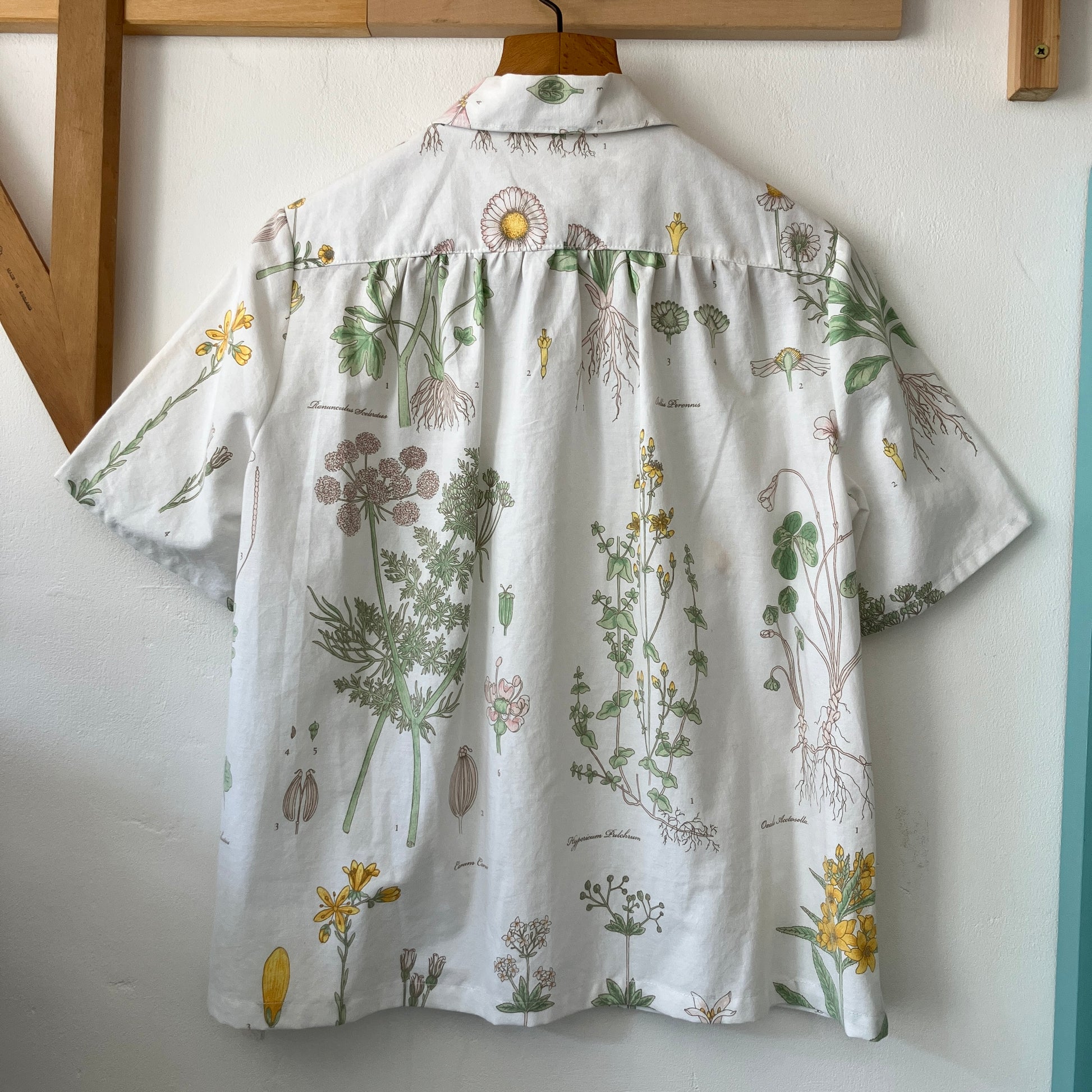 botanical print upcycled shirt