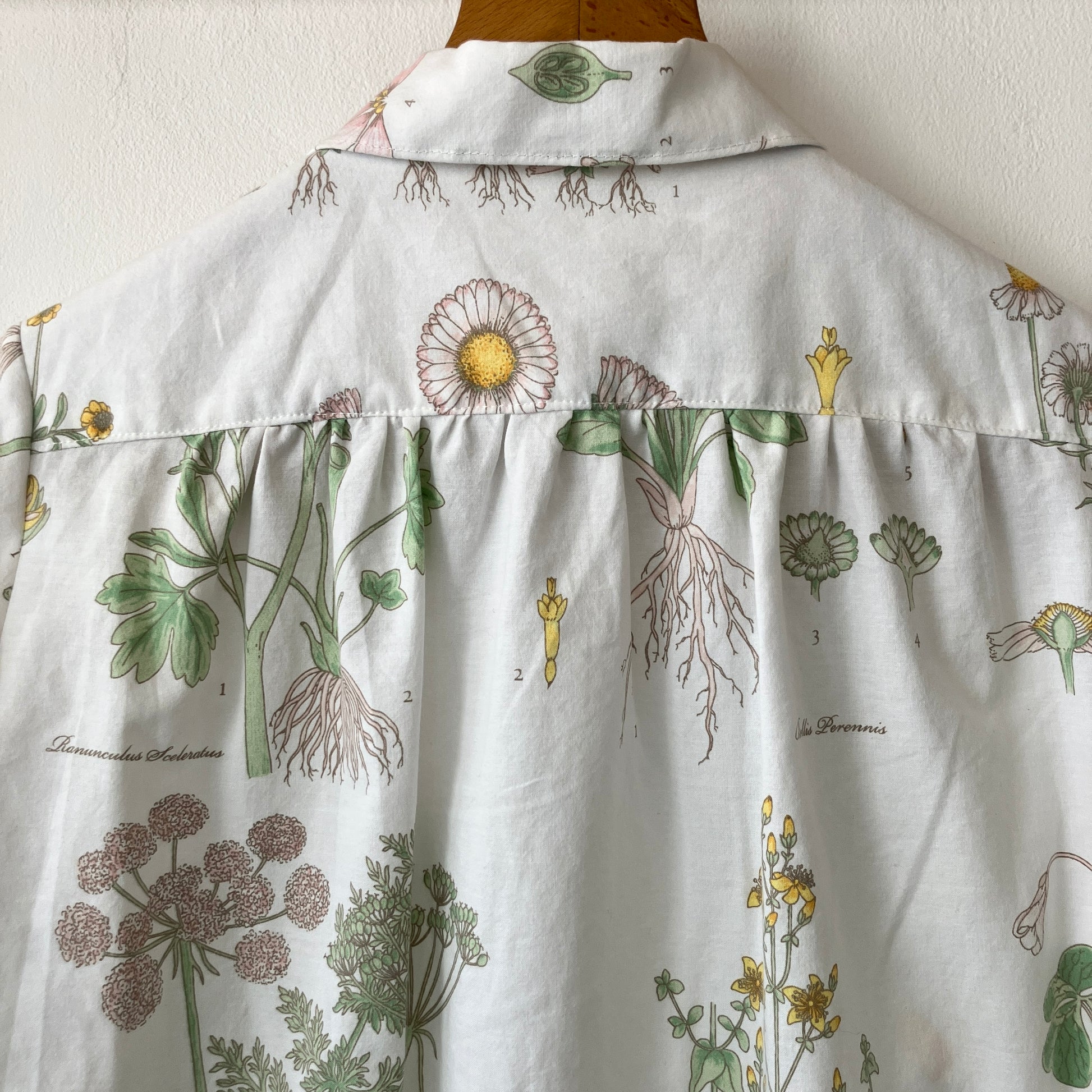 botanical print upcycled shirt