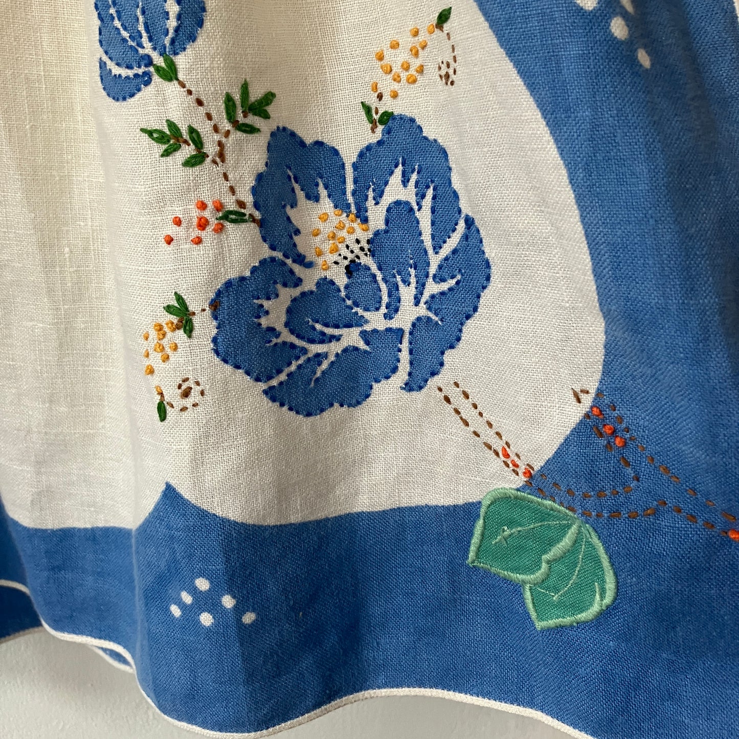 cap-sleeve top made from vintage reclaimed tablecloths and tray cloths