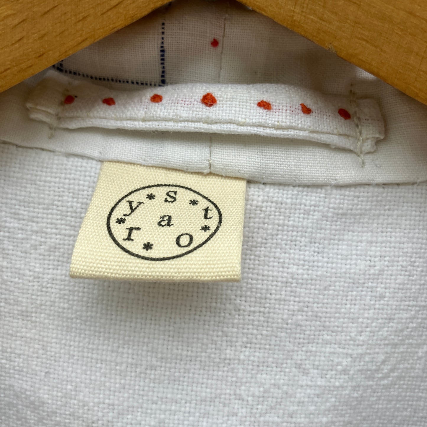 One-of-a-kind linen and cotton shirt made from reclaimed tablecloths and a special filet crochet CATS vintage panel