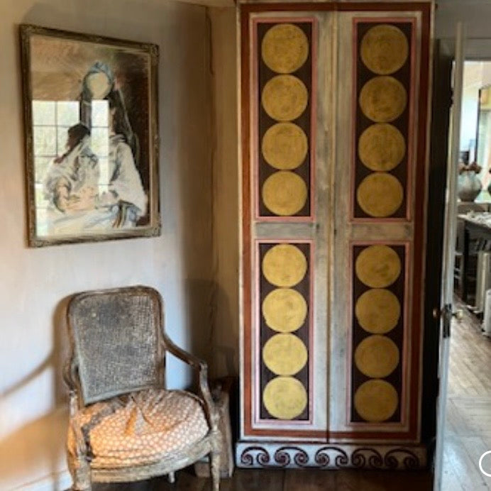 Vanessa Bell's handpainted wardrobe at Charleston House in Sussex