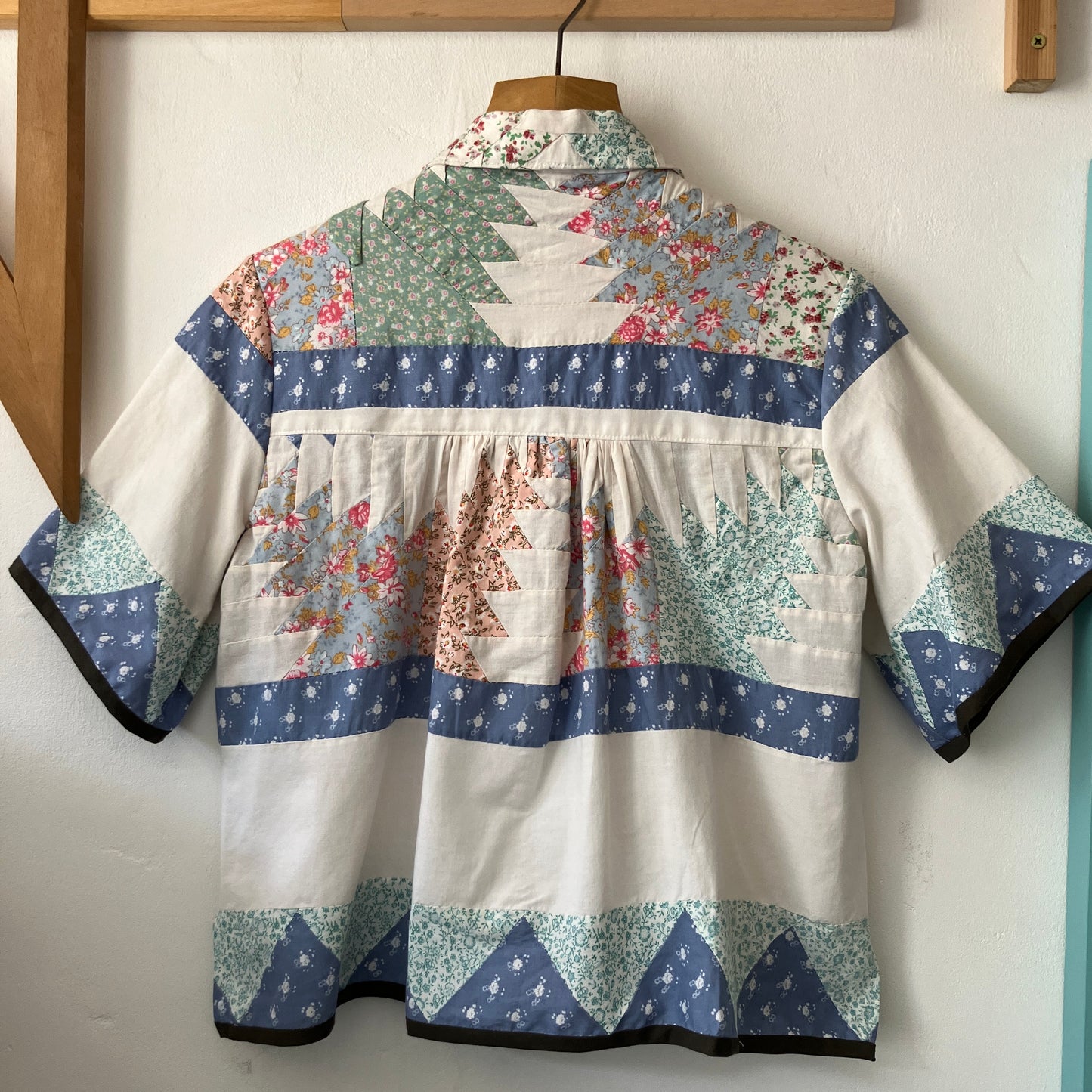 70s recycled patchwork cottagecore shirt