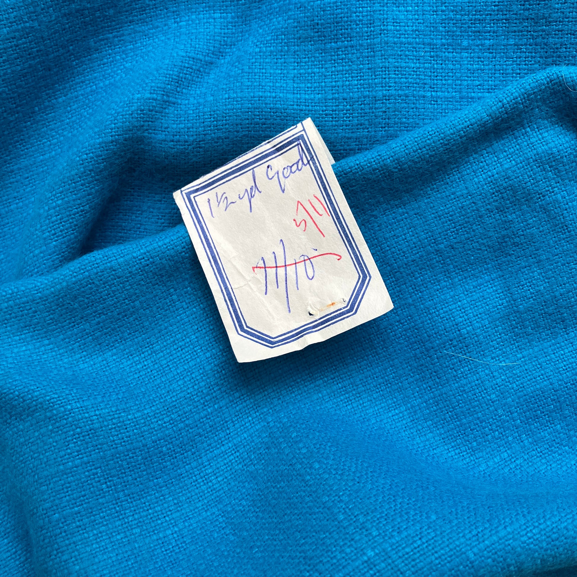 Beautiful quality vintage deadstock blue striped wool vest with found wooden buttons - detail of vintage lining fabric