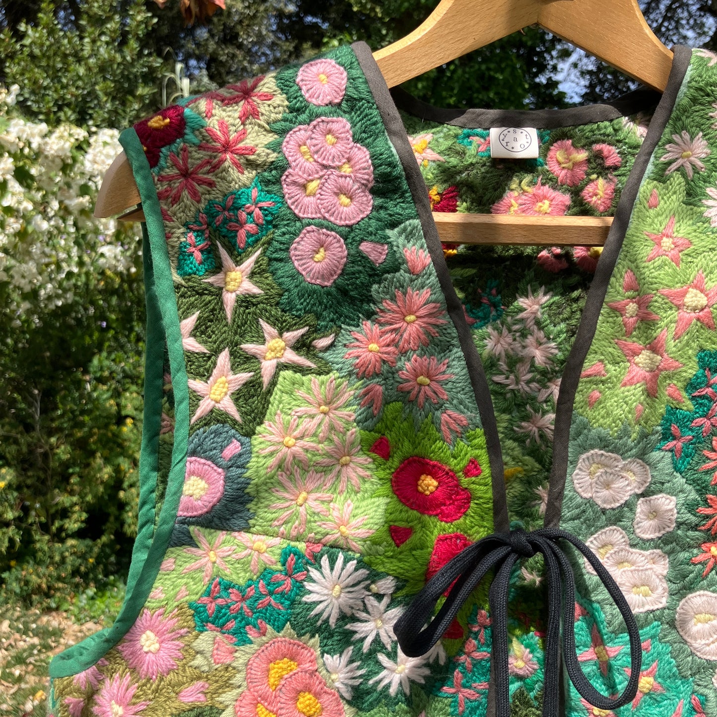 Floral embroidered tapestry vest