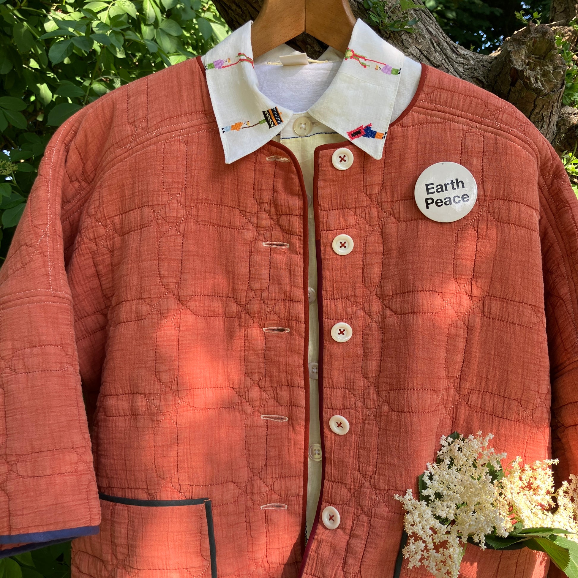 Comfy, boxy summer-weight jacket made from found Merchant and Mills quilted cotton fabric