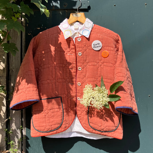 Comfy, boxy summer-weight jacket made from found Merchant and Mills quilted cotton fabric