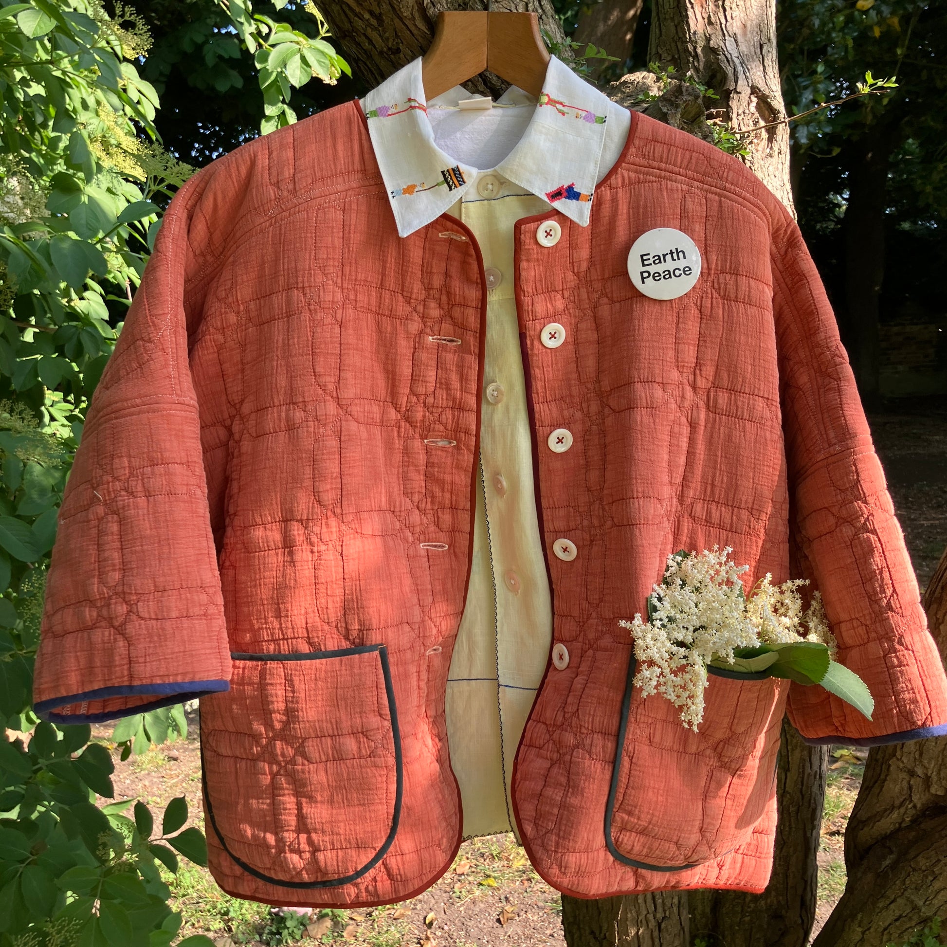 Comfy, boxy summer-weight jacket made from found Merchant and Mills quilted cotton fabric