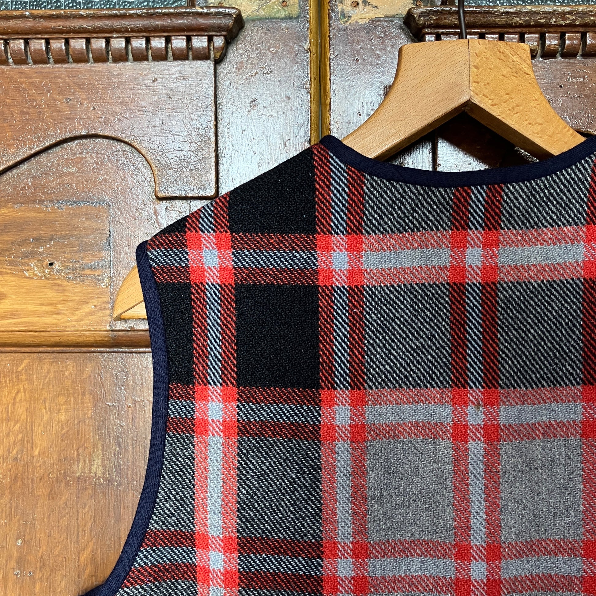 waistcoat/vest made from an upcycled vintage plaid wool blanket