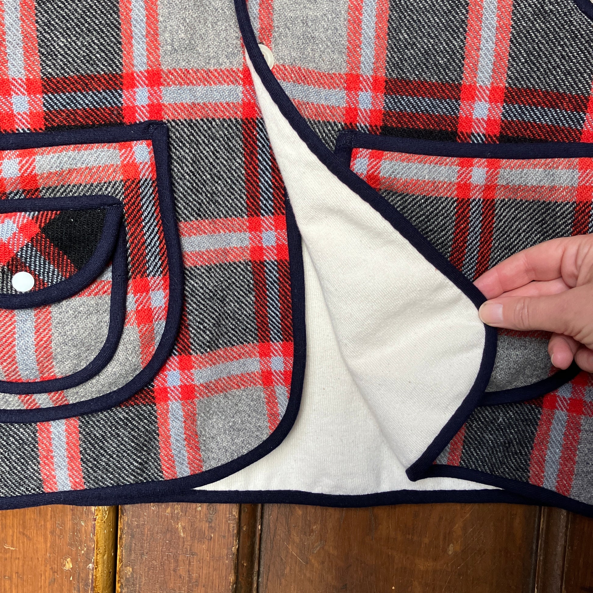 waistcoat/vest made from an upcycled vintage plaid wool blanket