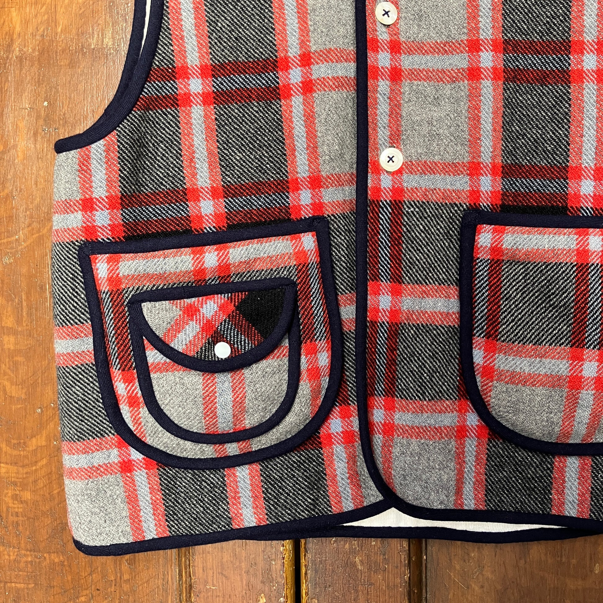 waistcoat/vest made from an upcycled vintage plaid wool blanket