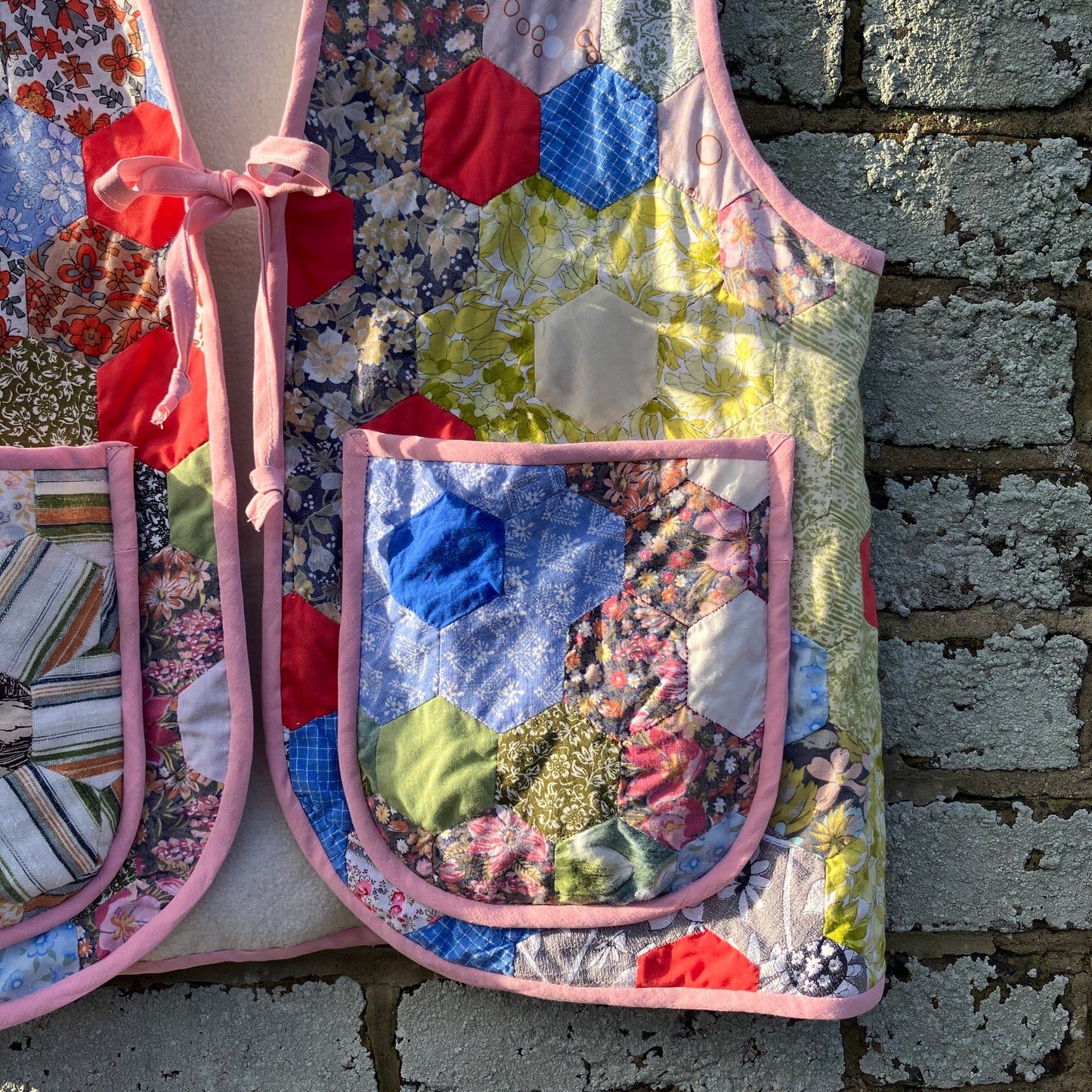 Hand-pieced recycled patchwork quilt vest