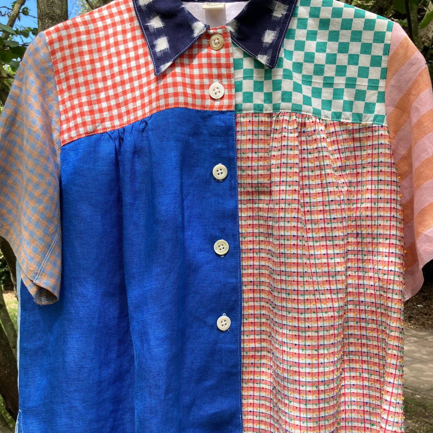 Patchwork linen offcuts shirt