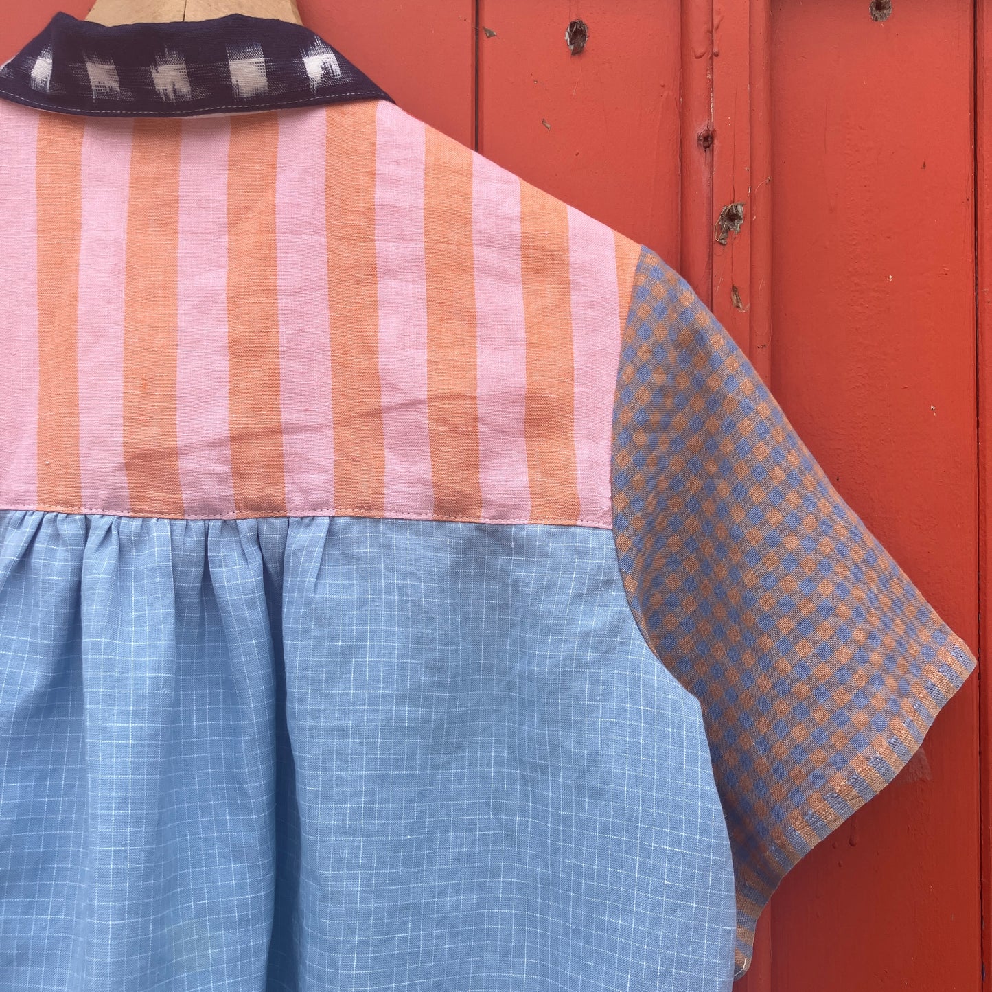 Patchwork linen offcuts shirt