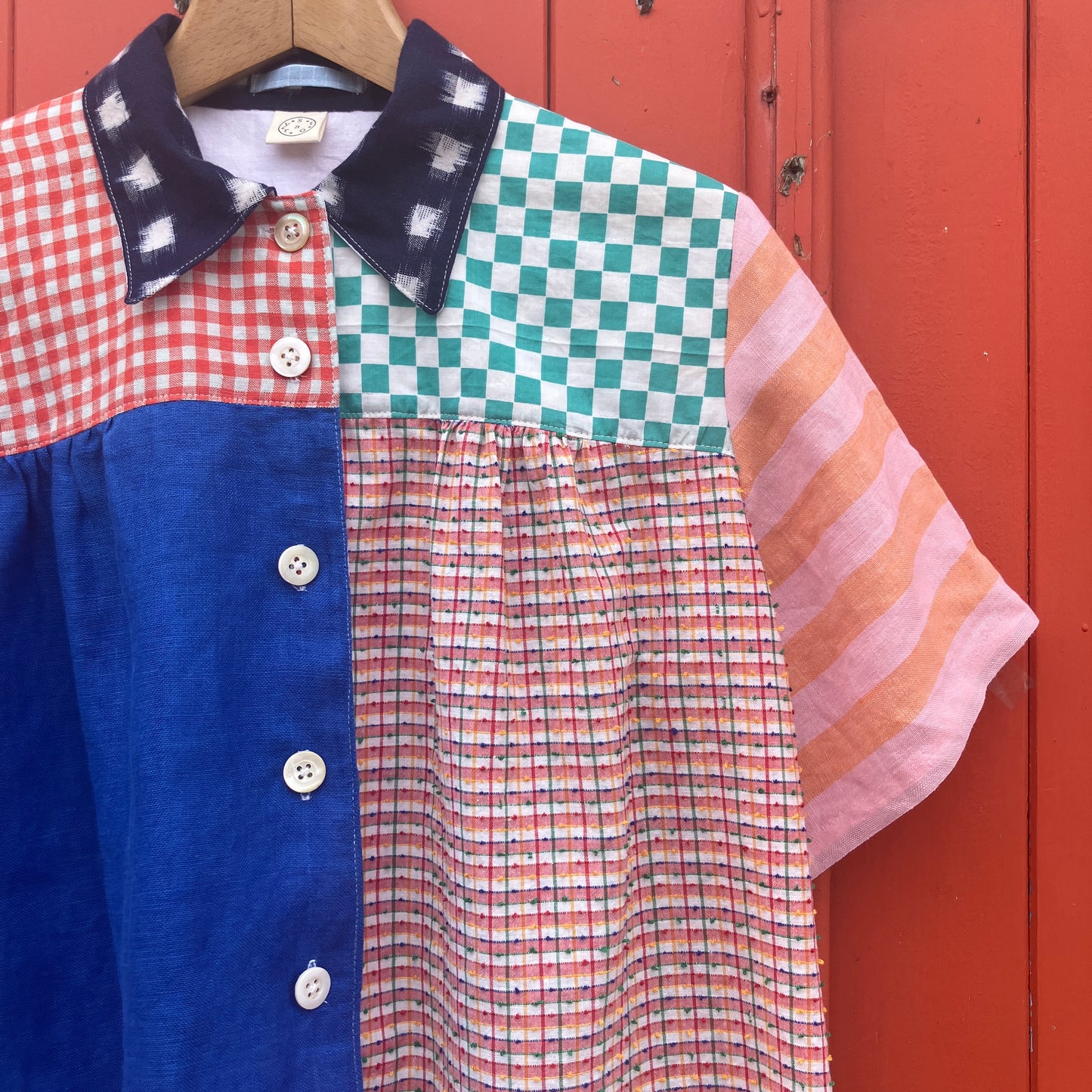 Patchwork linen offcuts shirt