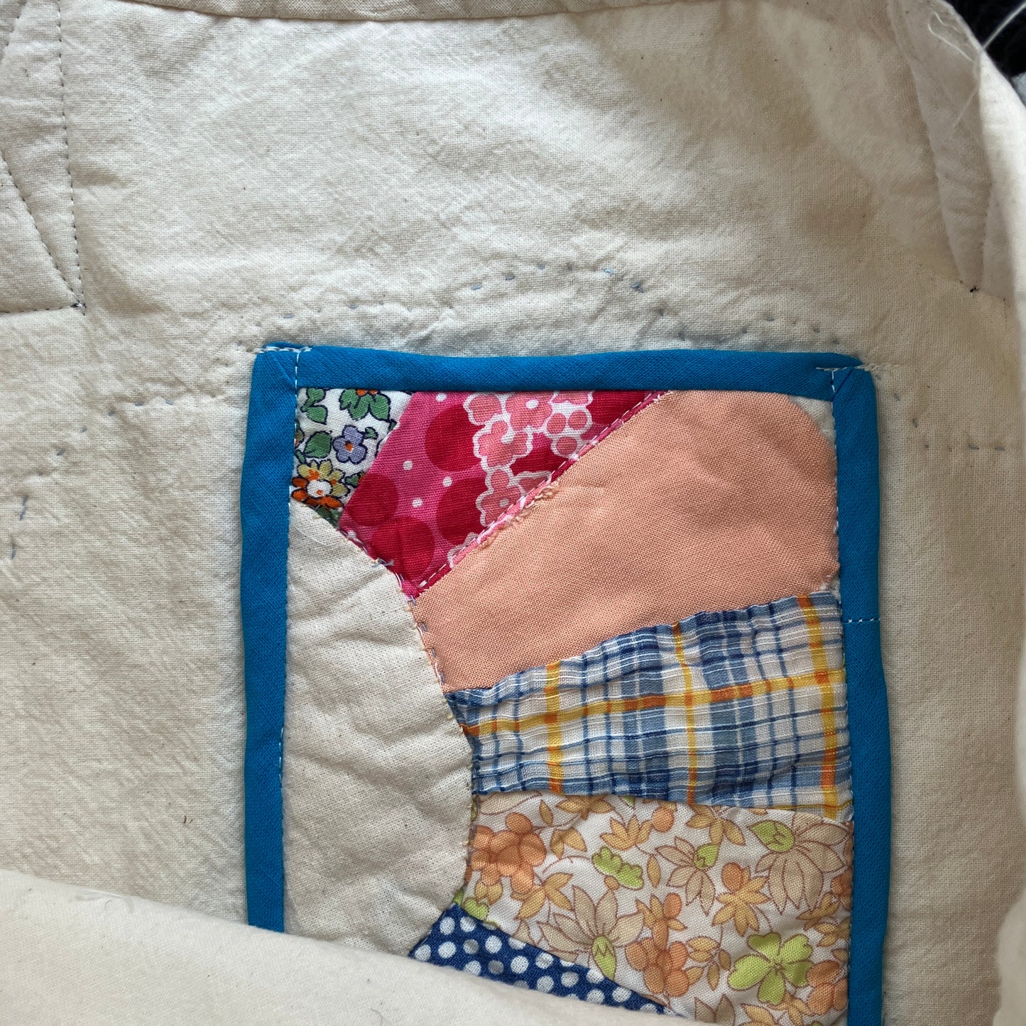 Tote bags with vintage patchwork and internal pocket