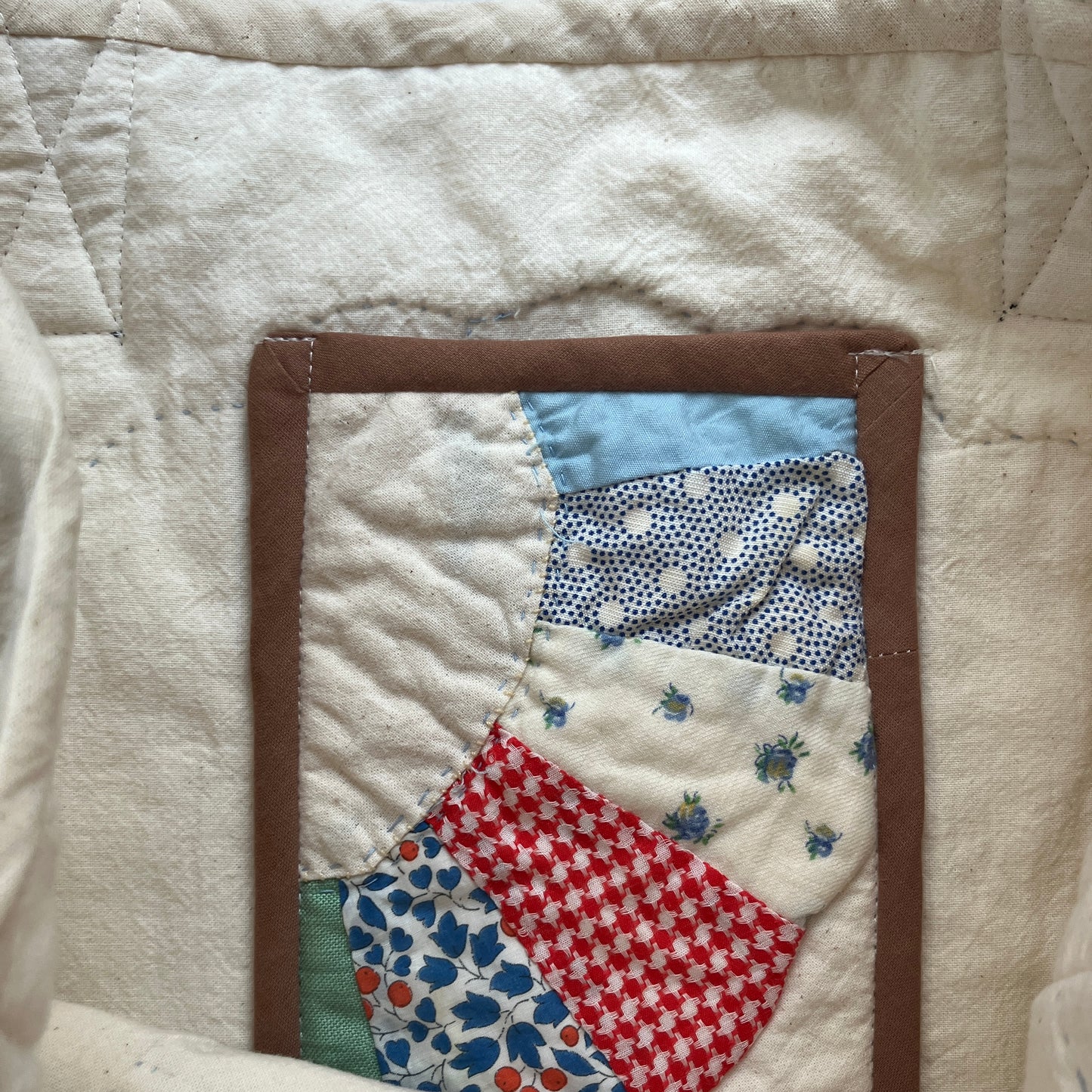 Tote bags with vintage patchwork and internal pocket