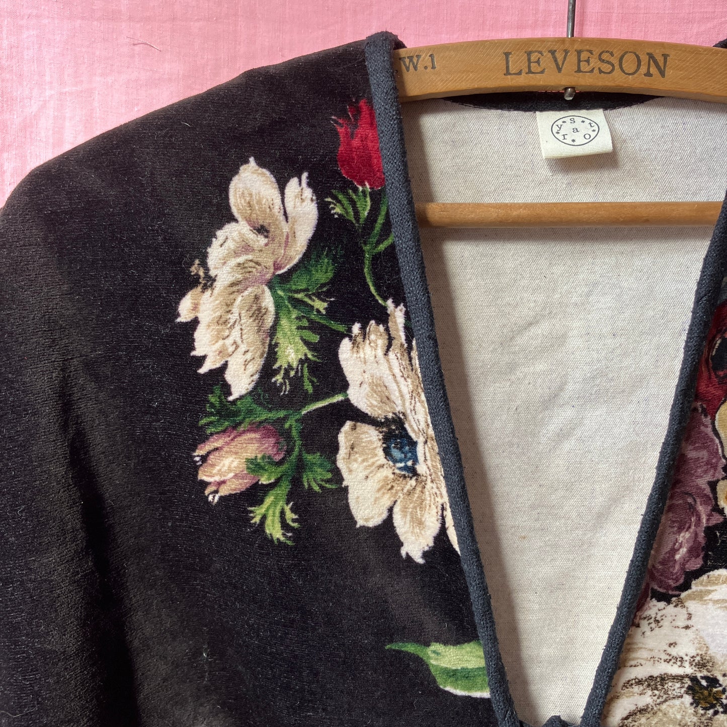 Cute velvet tie-front shrug/bolero/cover-up made from a reclaimed Sanderson curtain