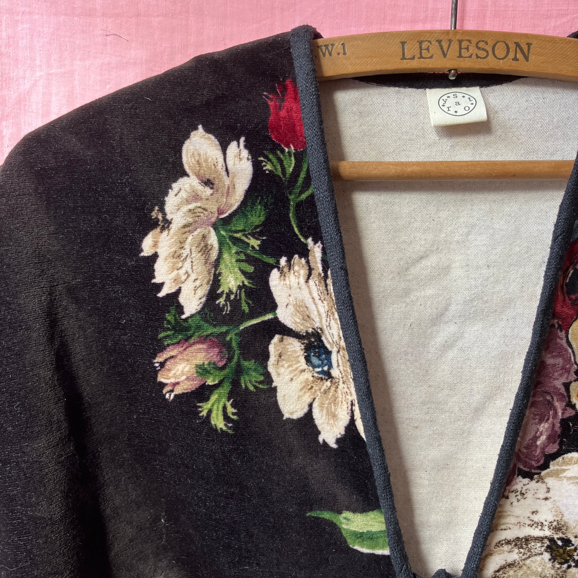 Cute velvet tie-front shrug/bolero/cover-up made from a reclaimed Sanderson curtain
