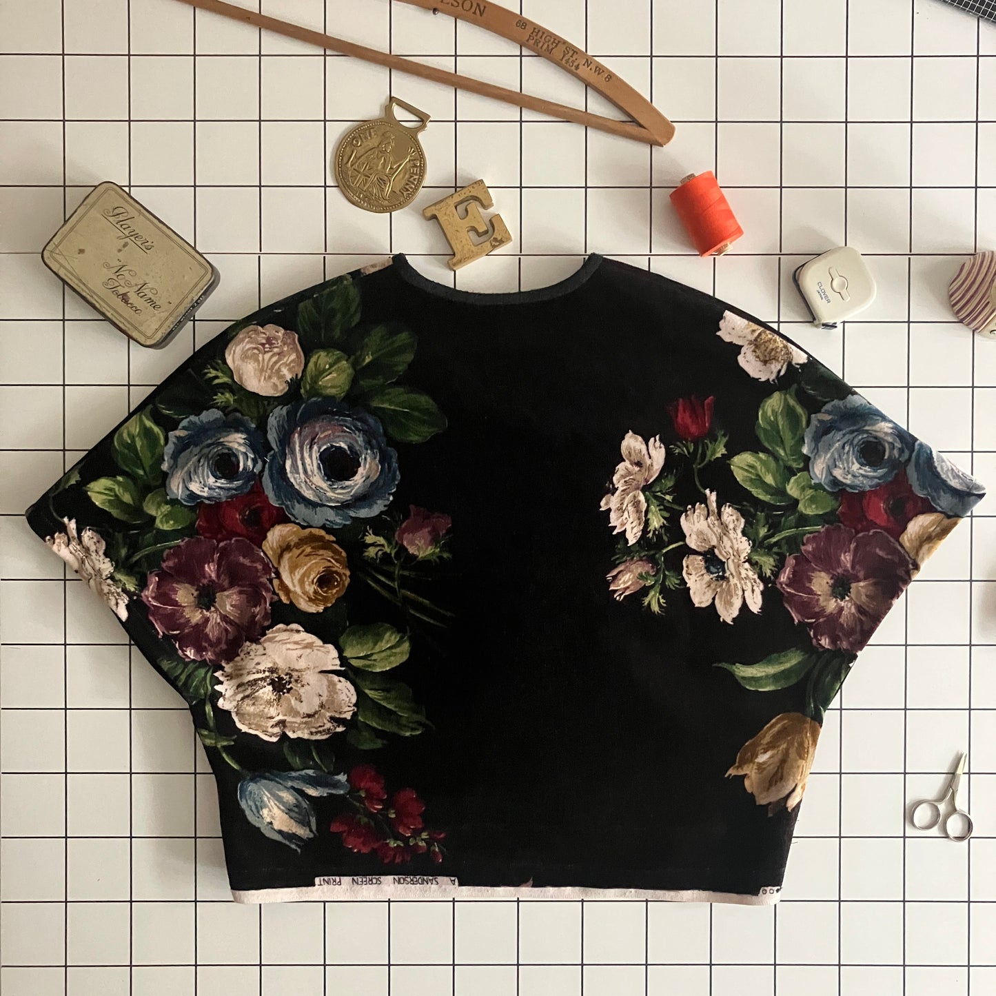 shrug/bolero/cover-up made from a salvaged velvet Sanderson curtain