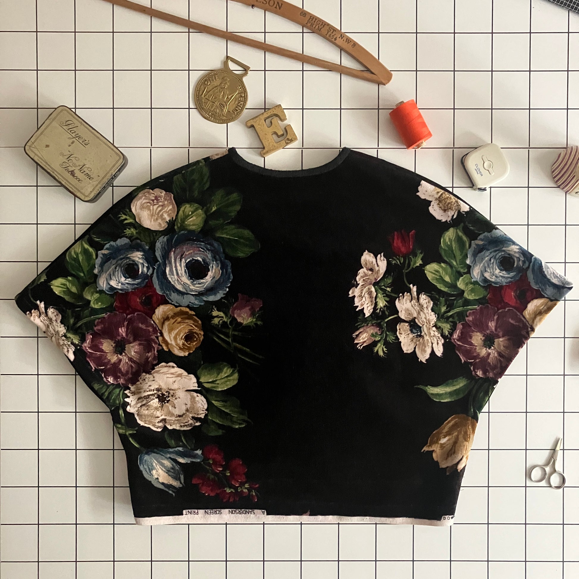 shrug/bolero/cover-up made from a salvaged velvet Sanderson curtain