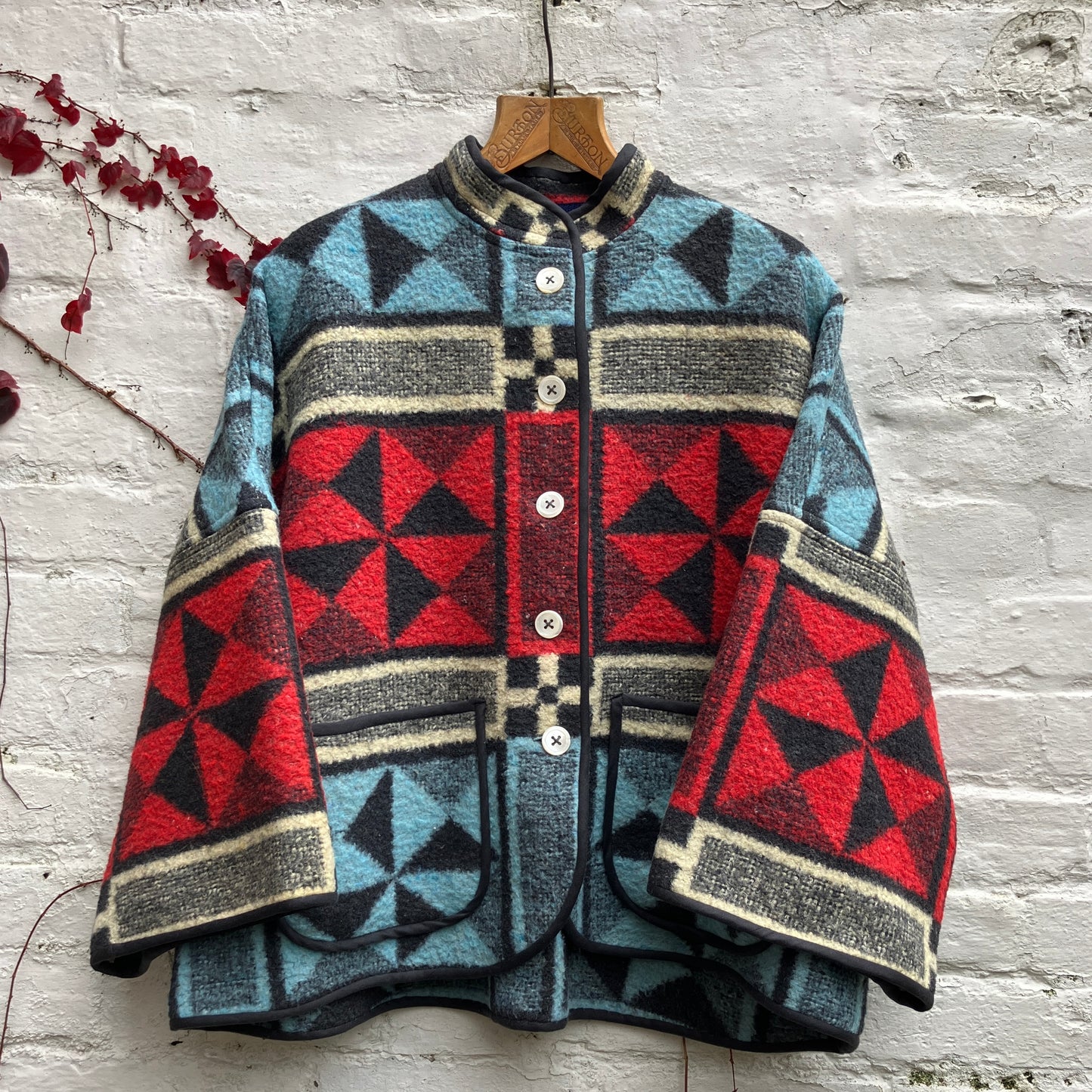 Reclaimed patchwork blanket jacket