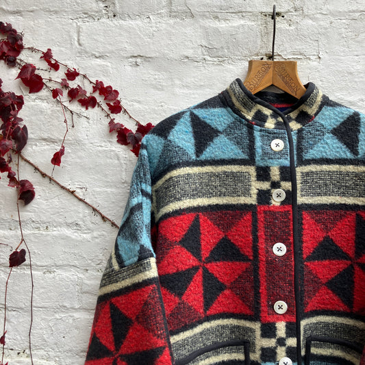 Reclaimed patchwork blanket jacket