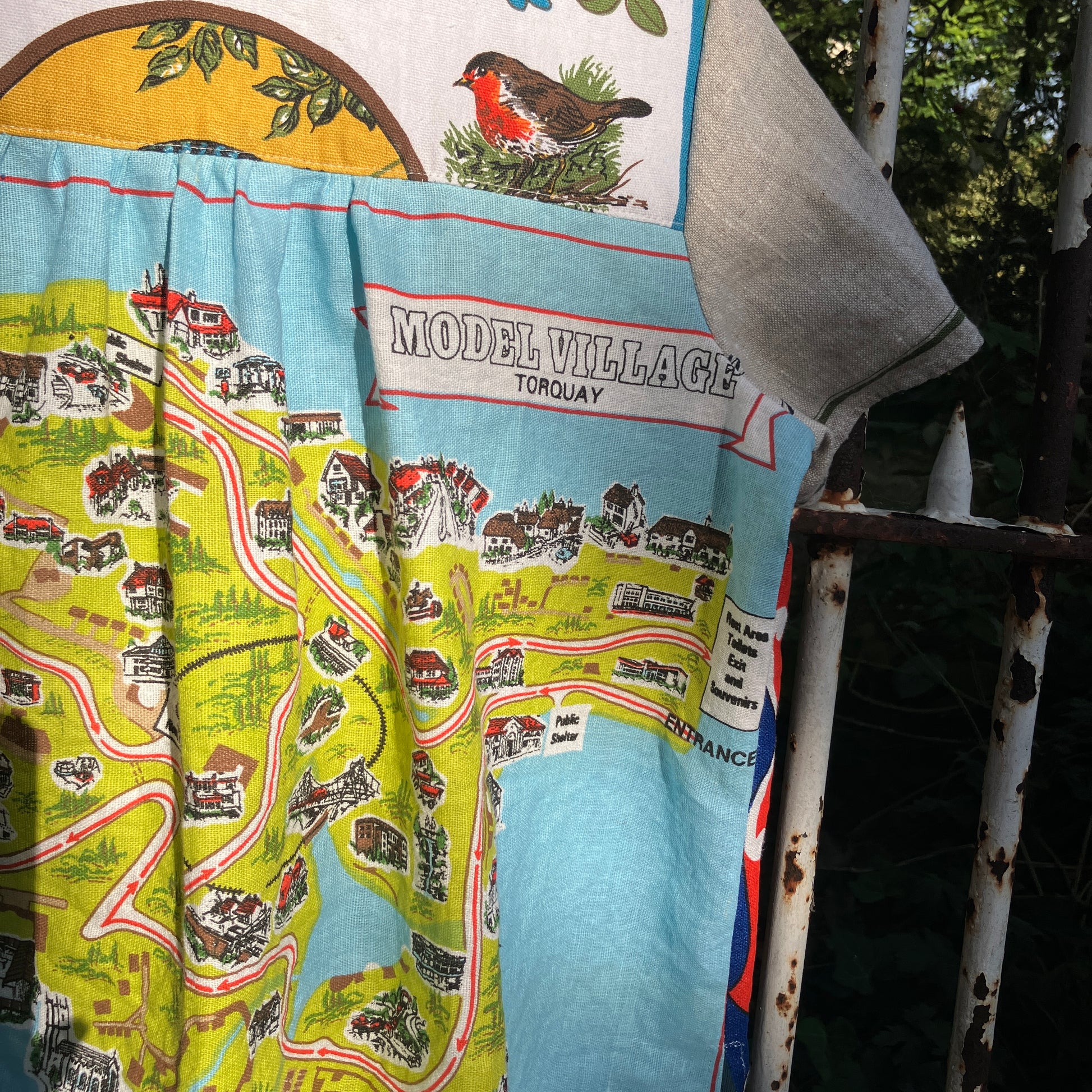 Shirt made from a patchwork of recycled tea towels