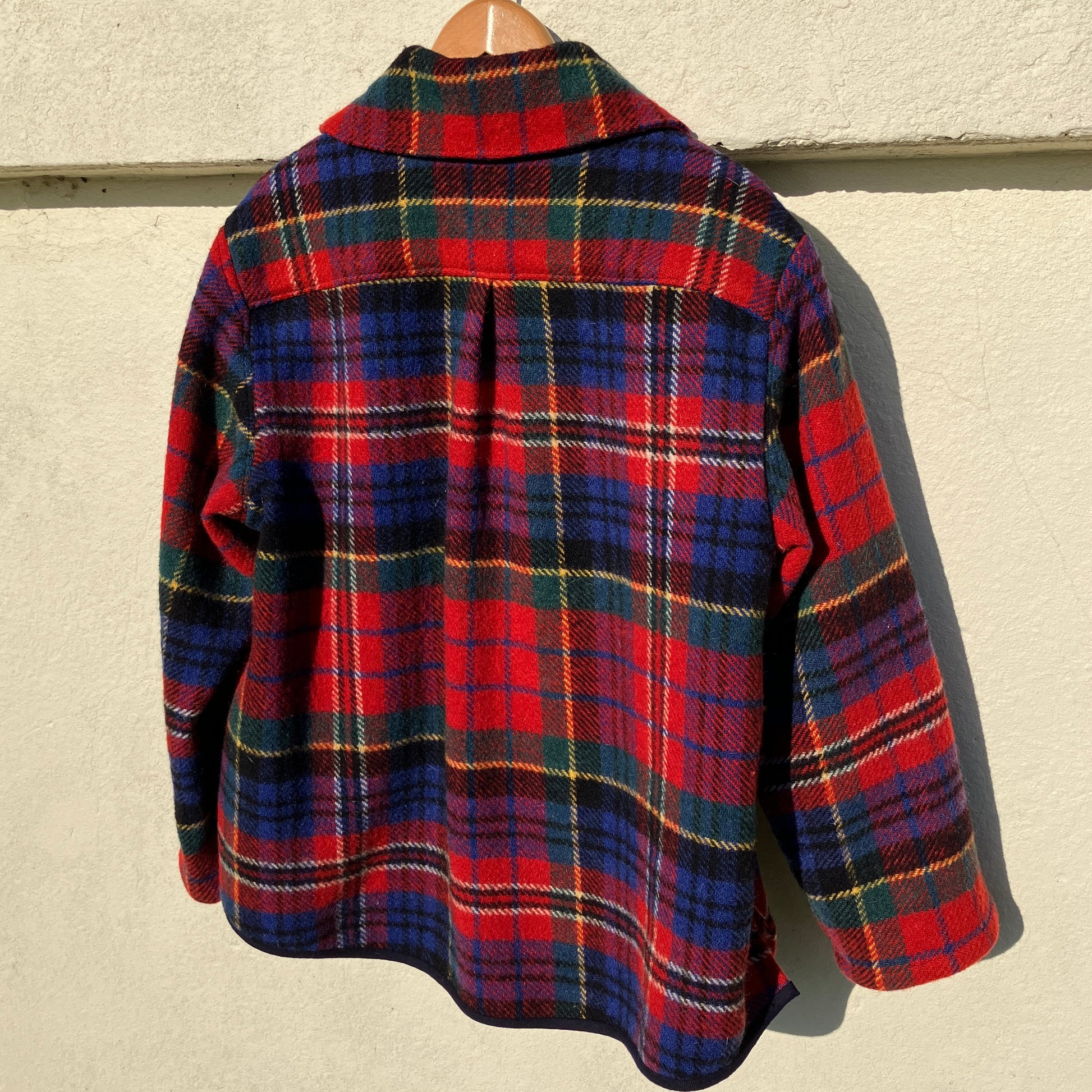 Swingy, shawl collar jacket made from a vintage tartan wool blanket.