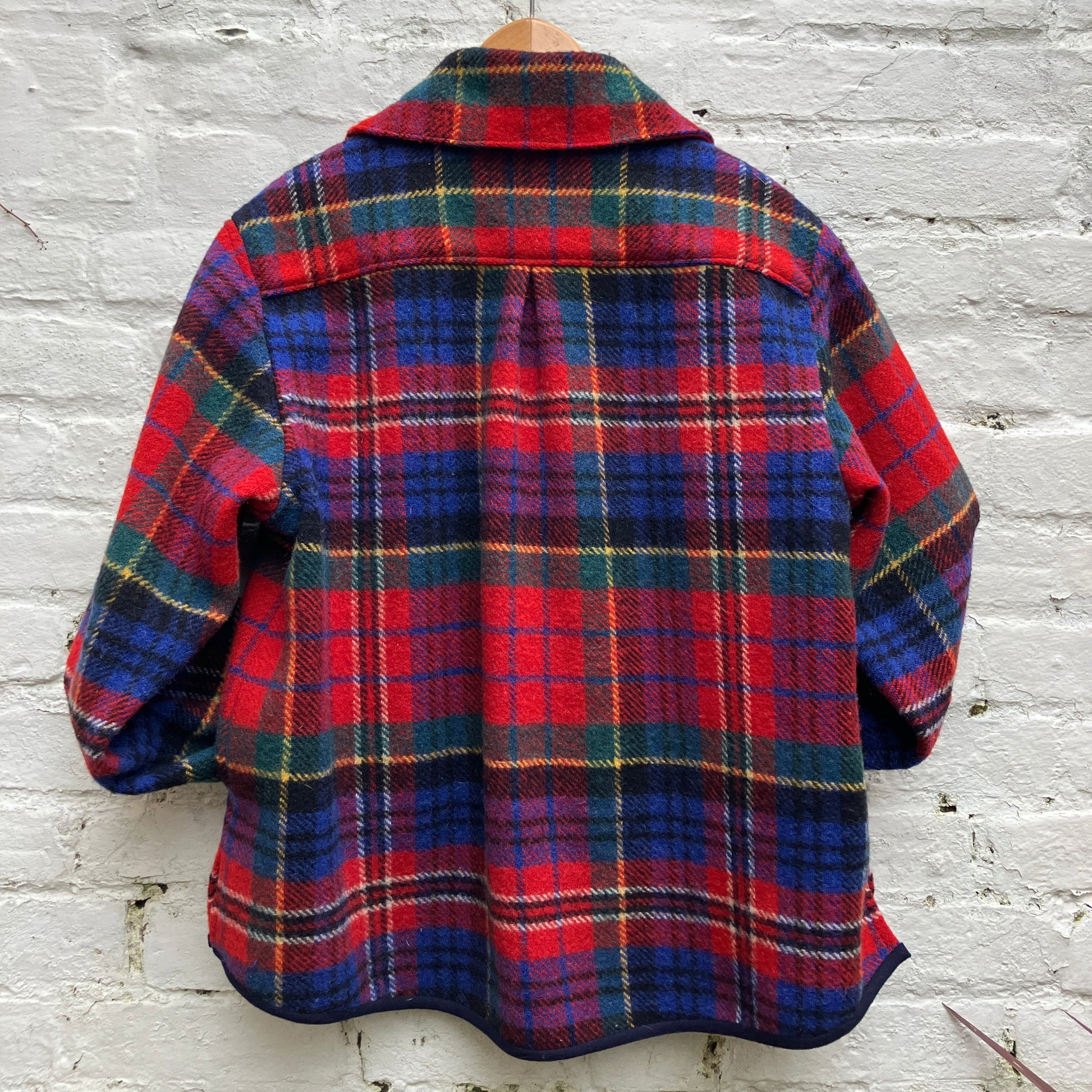 Swingy, shawl collar jacket made from a vintage tartan wool blanket.