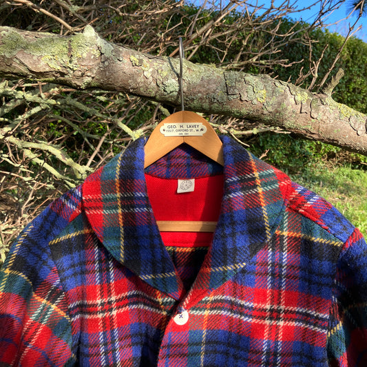 Swingy, shawl collar jacket made from a vintage tartan wool blanket.