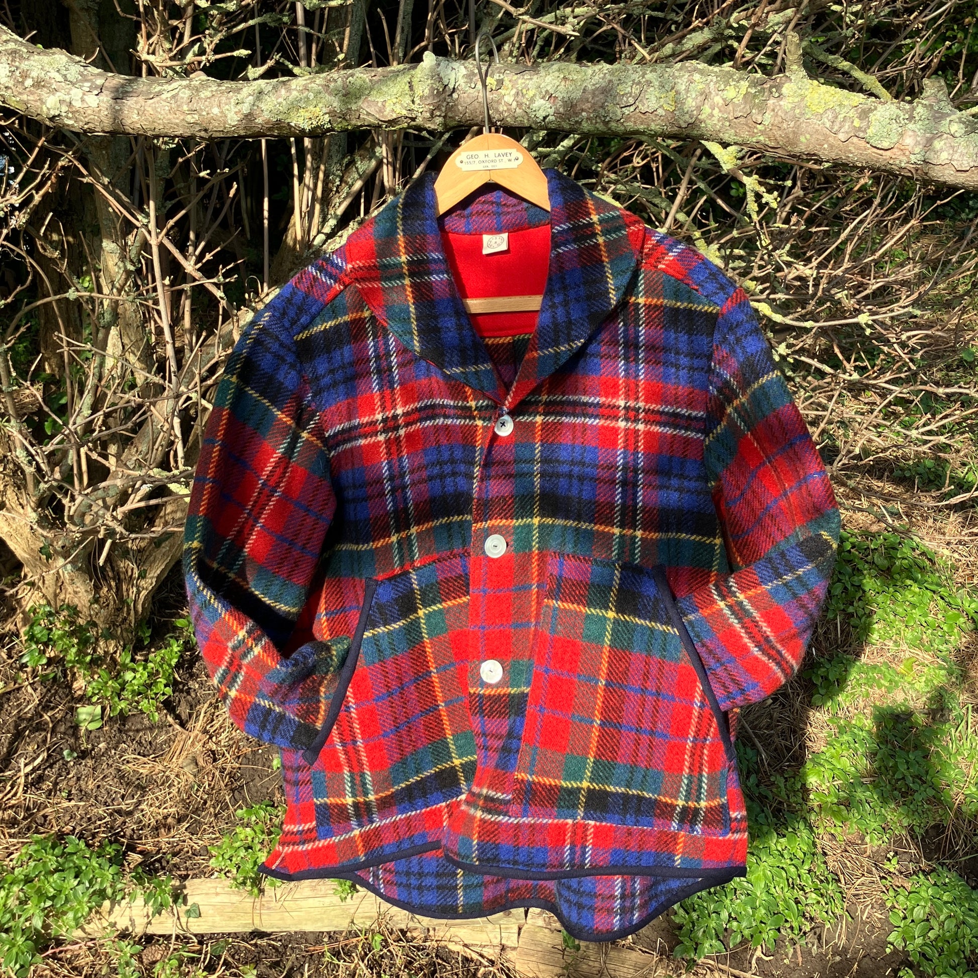 Swingy, shawl collar jacket made from a vintage tartan wool blanket.