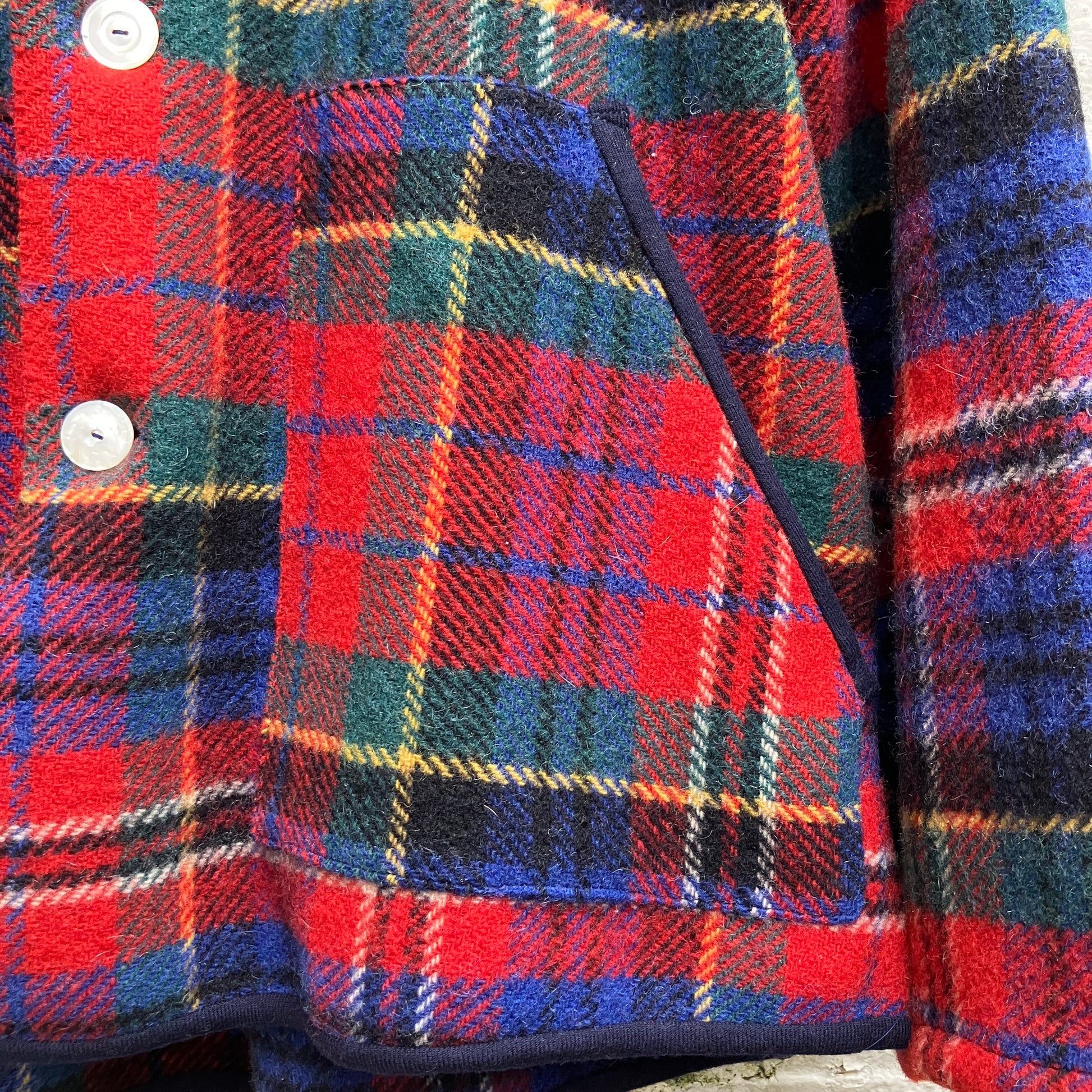Swingy, shawl collar jacket made from a vintage tartan wool blanket.